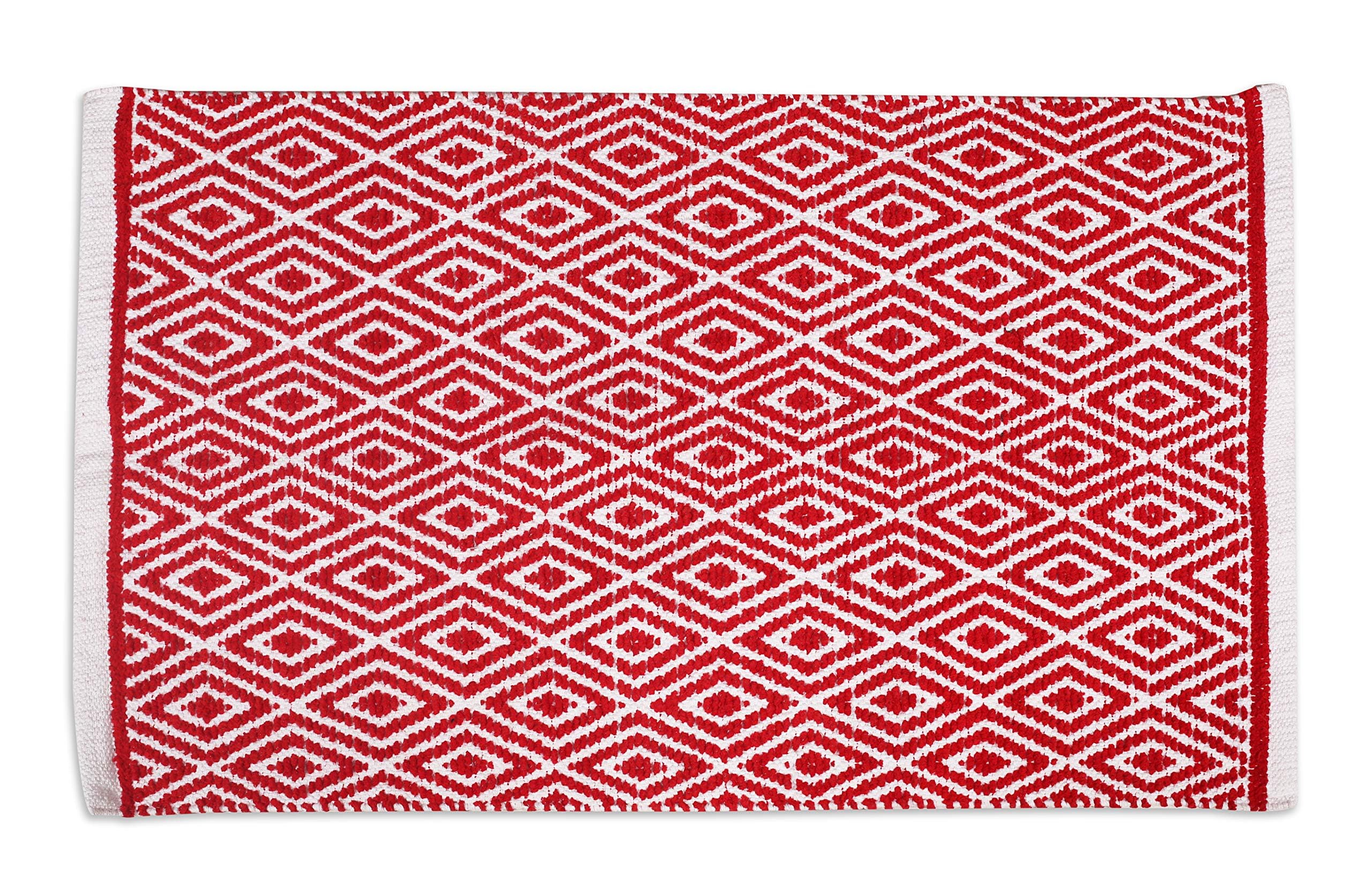 THE BEER VALLEY Cotton Diamond Rug 21x34 Inches - Reversible Machine Washable Area Rug for Bedroom, Kitchen, Entryway, Bathroom - Soft Non-Slip Accent Rug for Home Decor, Living Room, Dorm