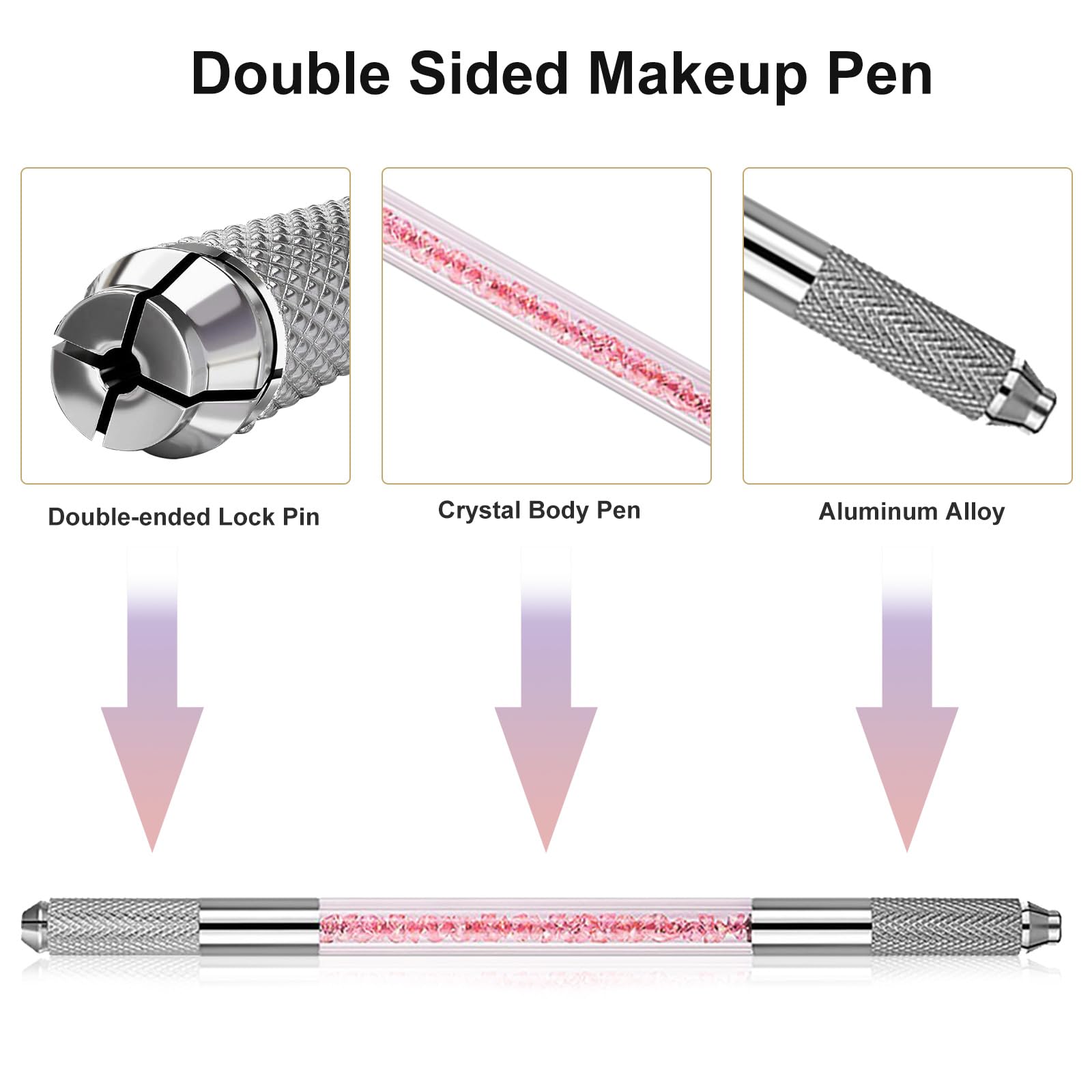 Microblading Pen Set - 5 Piece Double Sided Manual Eyebrow Tattoo Kit with Microblade Tools for Professional Salon & Home Makeup Supplies - Perfect for Eyebrow Shaping & Enhancement