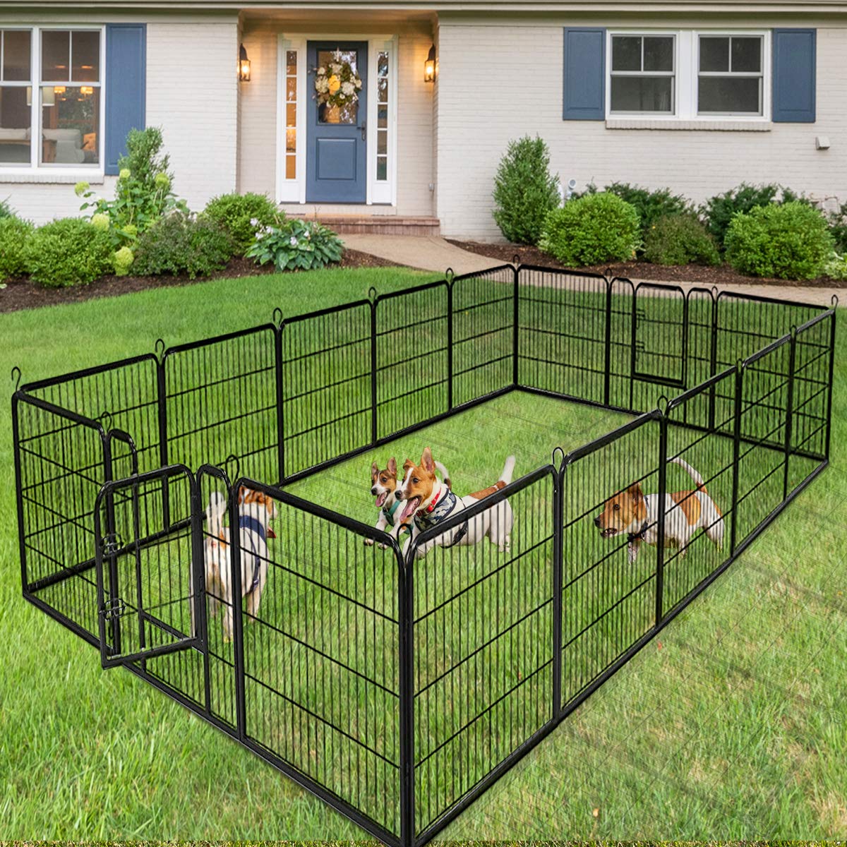 Giantex 16/8 Panel Foldable Metal Pet Playpen with Door - Portable Dog Exercise Pen, Cat & Rabbit Fence, Chicken Barrier for Indoor/Outdoor Use - Ideal for Backyard, Kennel & Travel (48'', 16 Panels)