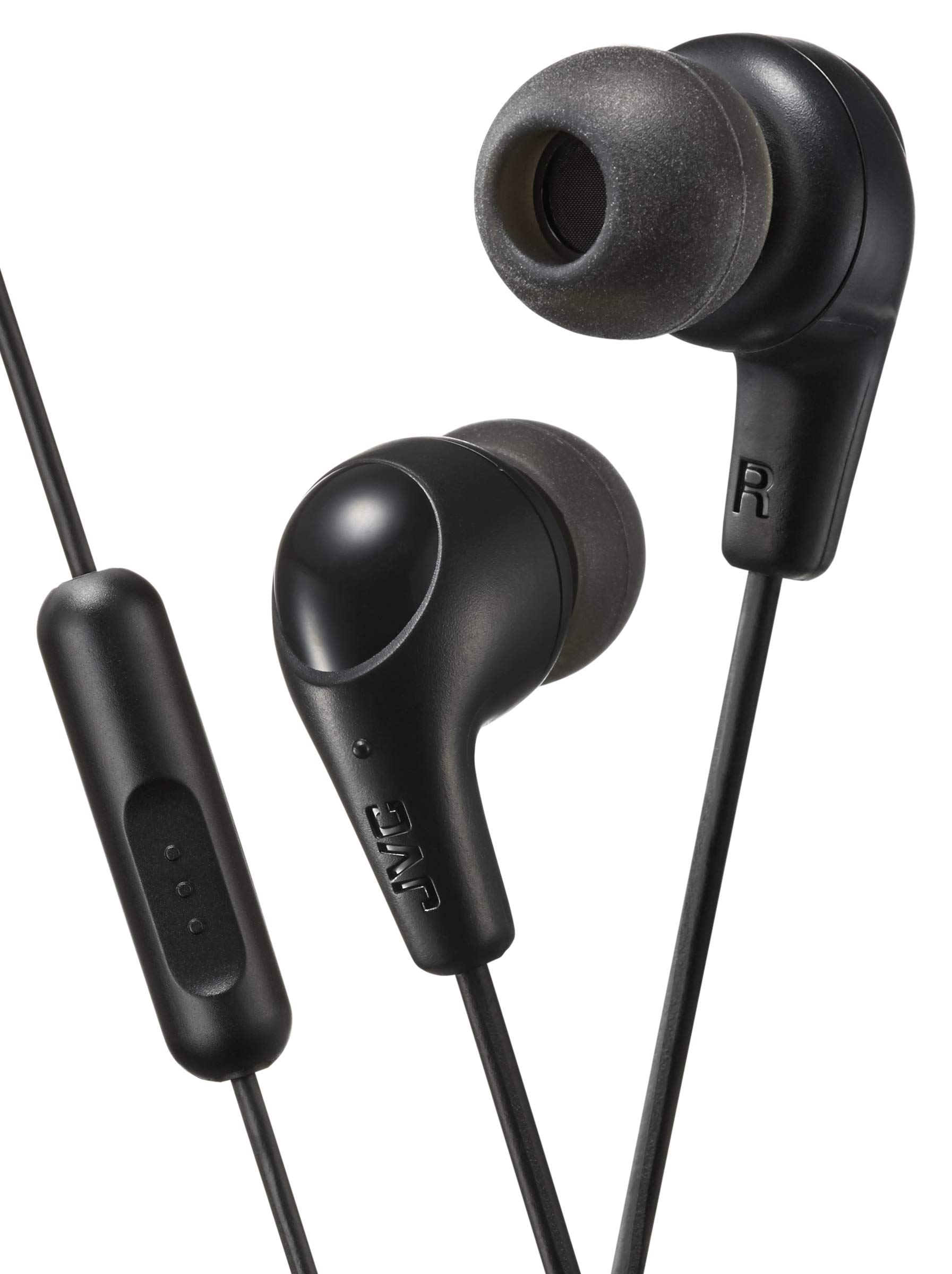 JVC Gumy Plus In-Ear Headphones with Built-in Microphone & Remote - Comfortable Silicone Earbuds for iPhone, Android & Smartphones (Black) - Perfect for Workouts, Commuting & Hands-Free Calls