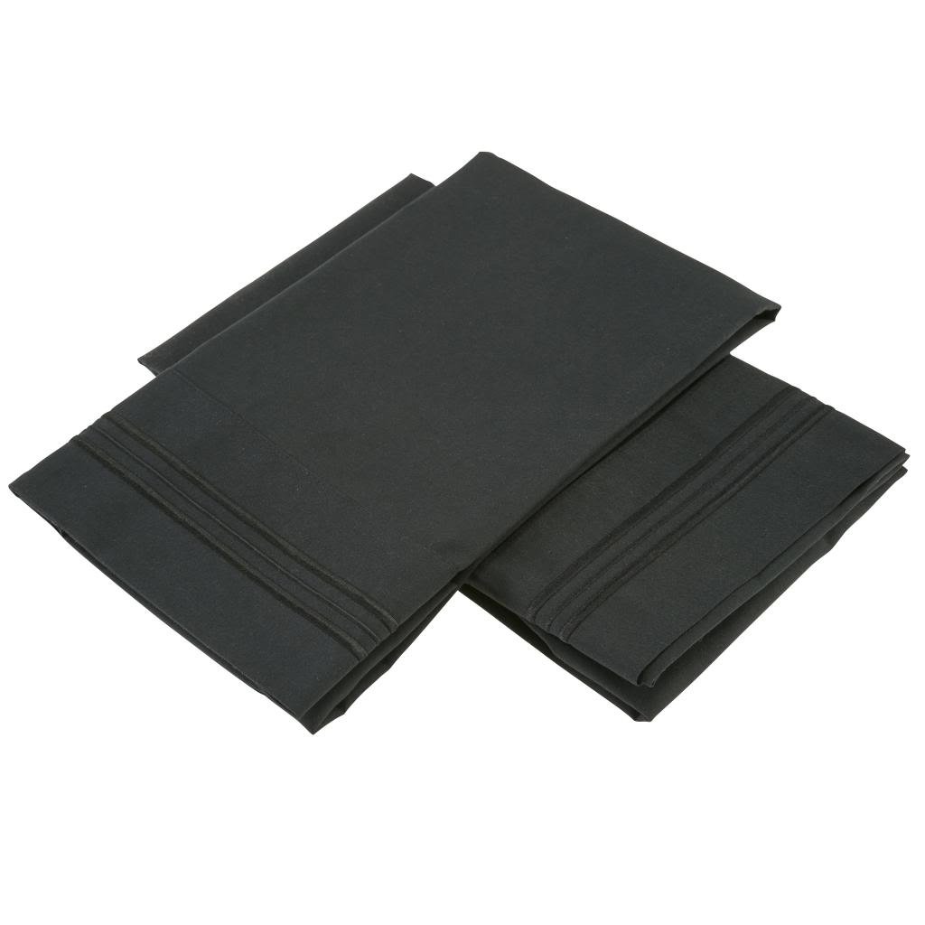Clara Clark Premier 1800 Collection 2-Pack King Size Pillowcases - Soft Black Bedding Set for Luxury Hotels & Upscale Home Decor