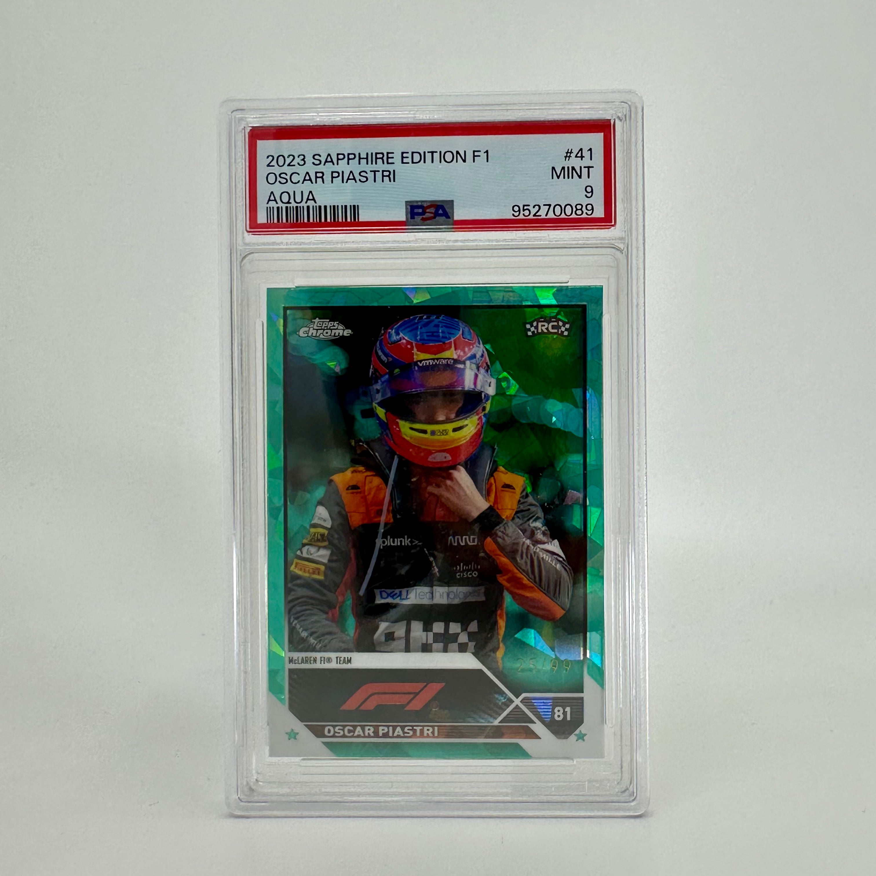 2023 Topps Chrome F1 Oscar Piastri #41 PSA 9 Rookie Card - Aqua Sapphire Edition 25/99 | Collectible Trading Card for F1 Fans & Sports Memorabilia Enthusiasts
