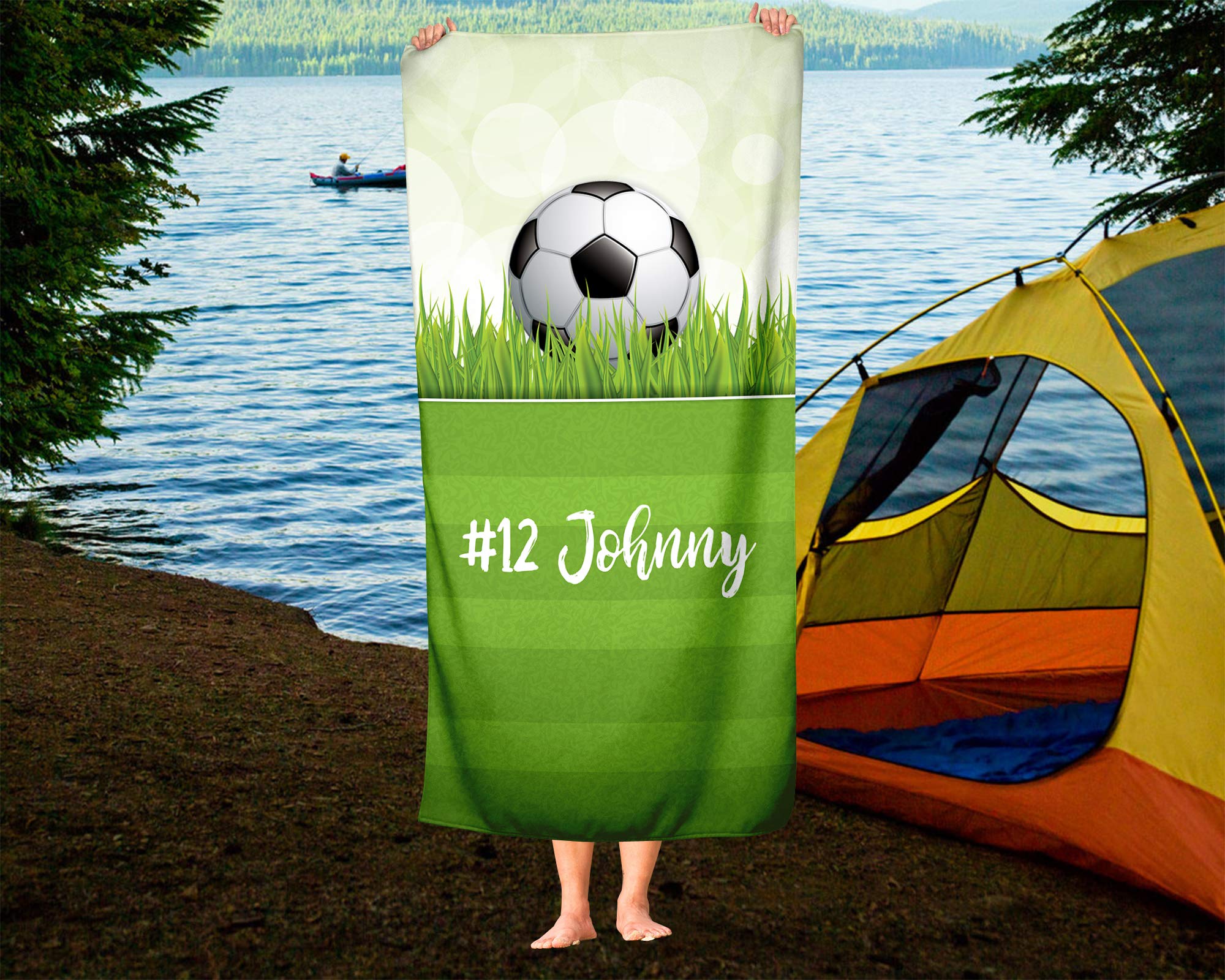 Custom Soccer Themed Towel for Kids & Adults - Personalized Soccer Ball Design Travel, Beach, Pool & Bath Towel - Perfect for Sports Enthusiasts, Toddlers, Boys & Girls (Red) - Great for Soccer Games, Beach Trips, Pool Parties & Bath Time
