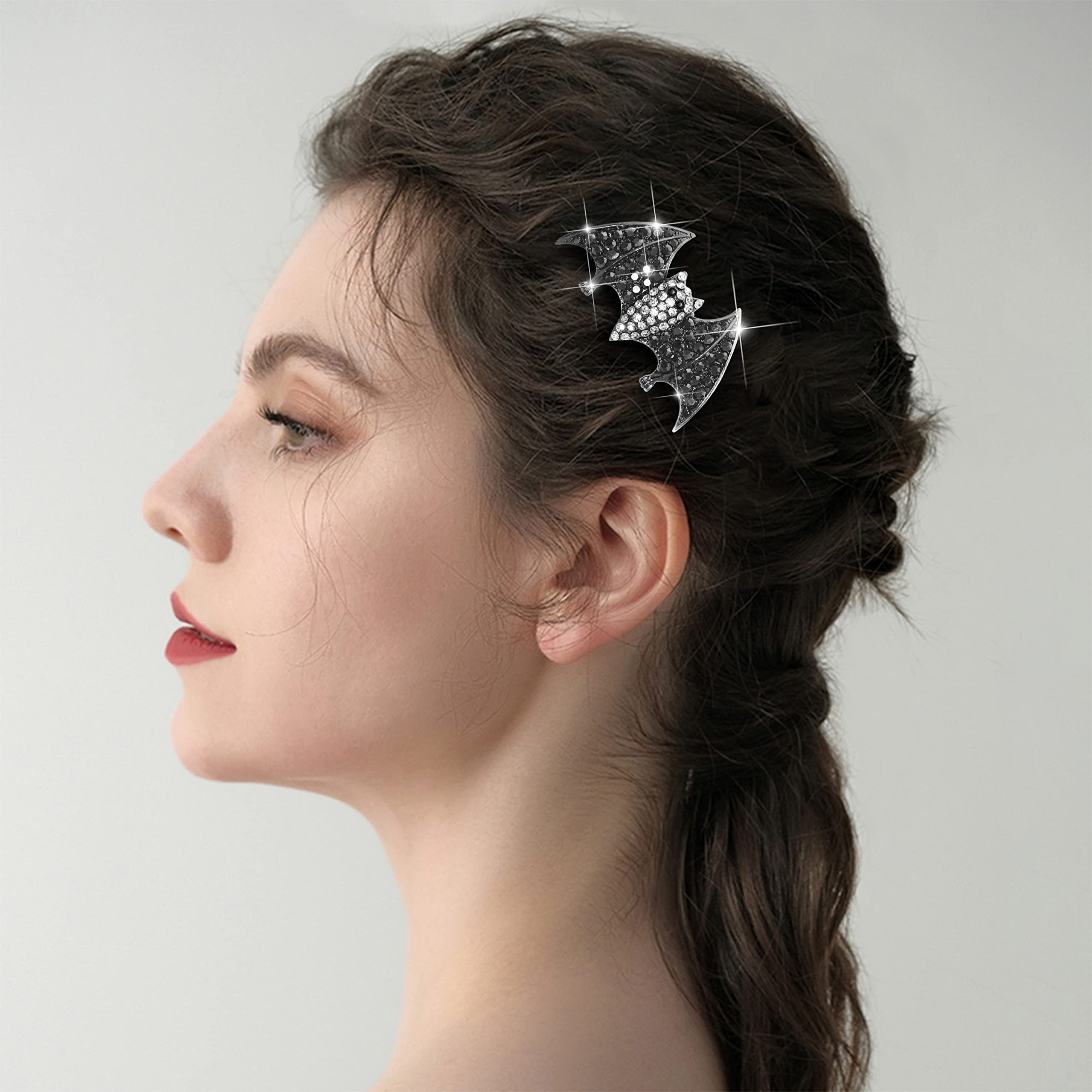Halloween Spider Hair Clip for Women - Austrian Crystal Bat Hair Accessory for Costume Parties & Cosplay