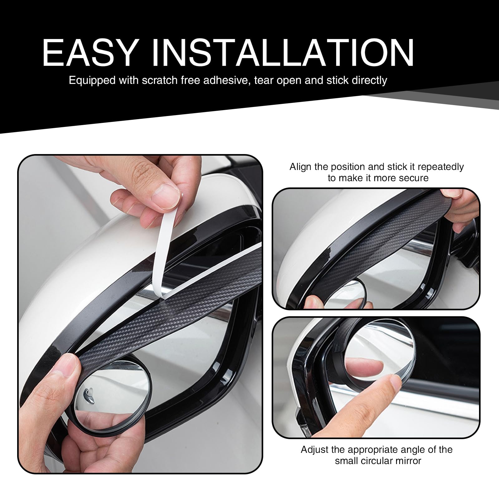 2PCS Universal Car Rearview Mirror Eyebrows - Waterproof ABS for Rain Protection (Carbon Fiber Black) - Perfect for SUVs & Sedans