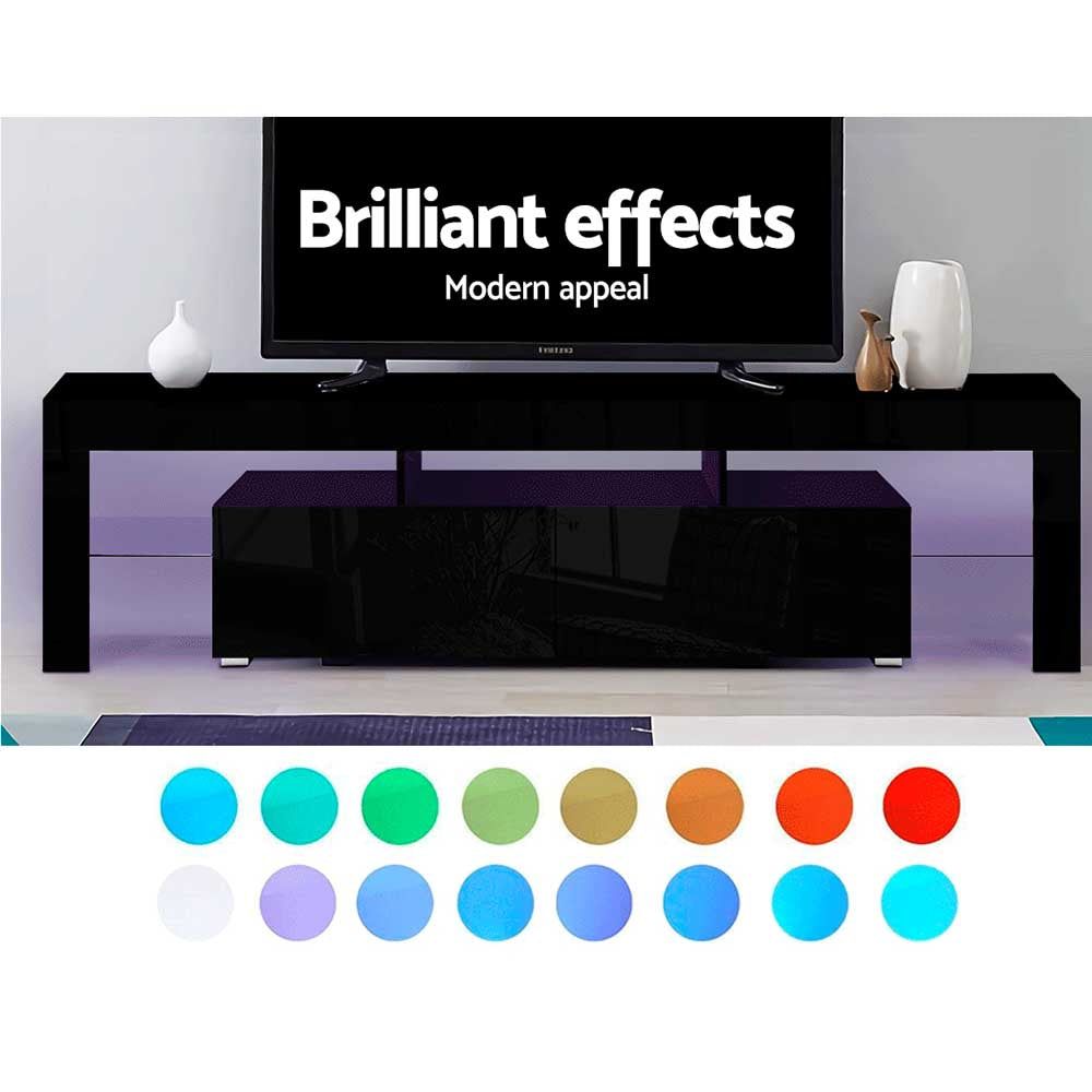 Artiss 189cm Black LED TV Stand with Storage - Modern Entertainment Center for Living Room, Bedroom & Home Theater Setup
