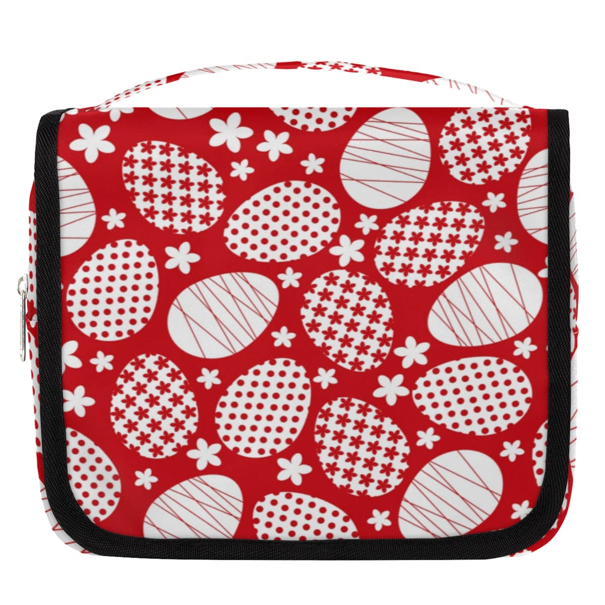 Happy Easter Egg Red Hanging Toiletry Bag with Hook - Waterproof Travel Organizer for Men & Women - Large Makeup & Shaving Bag - Perfect for Bathroom, Shower & Travel Accessories Storage (Color Options)