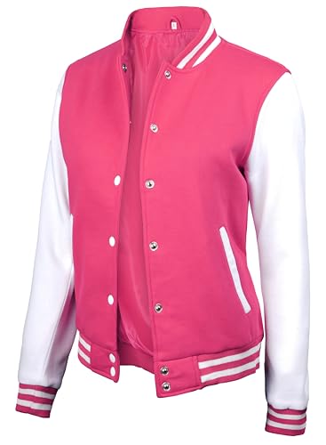 Womens Pink and White Varsity Jacket