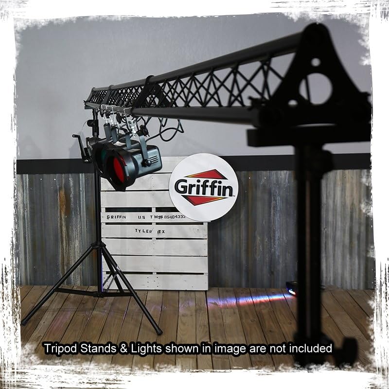 GRIFFIN DJ Triangle Truss Extension Lighting System - Speaker Stand Mountable Truss Kit for Stage Lighting, Smoke Machines & Dance Can Lights with C-Clamp Brackets & Hardware - Perfect for Nightclubs, Concerts & Event Stages