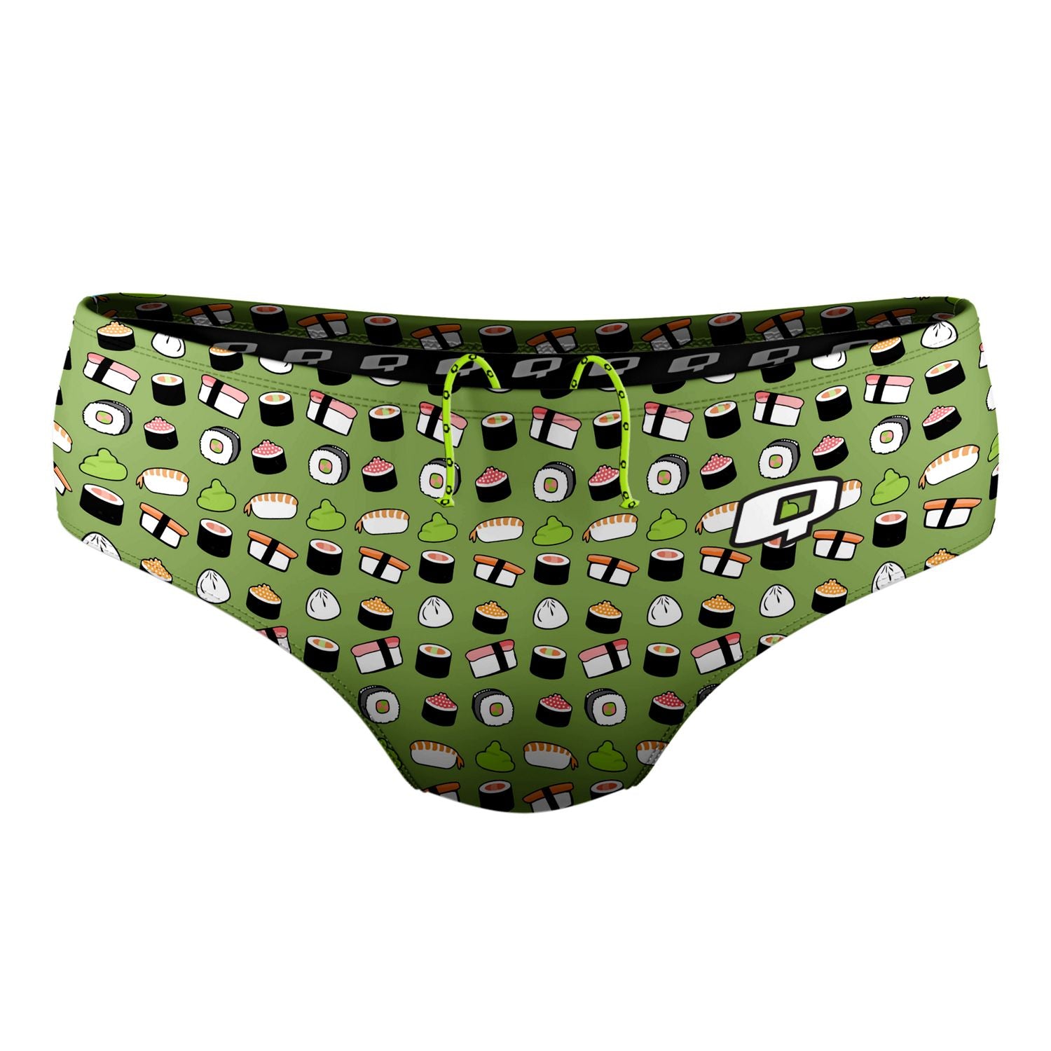 Classic Sushi Print Brief Swimsuit - High Waisted Swimwear for Women, Perfect for Beach, Pool, and Summer Vacations