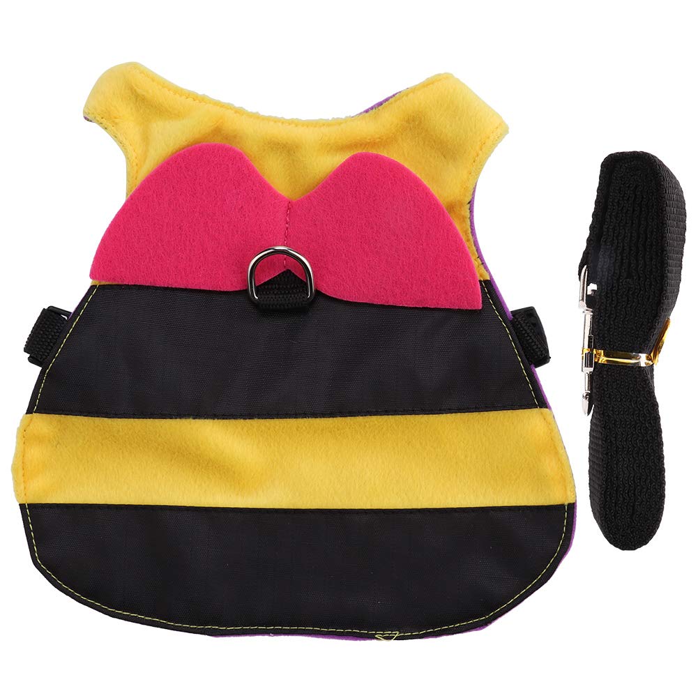 Adjustable Cartoon Bee Pet Harness for Cats & Rabbits - Soft Lint Cloth with Walking Rope - Perfect for Outdoor Adventures & Daily Walks (Size S)