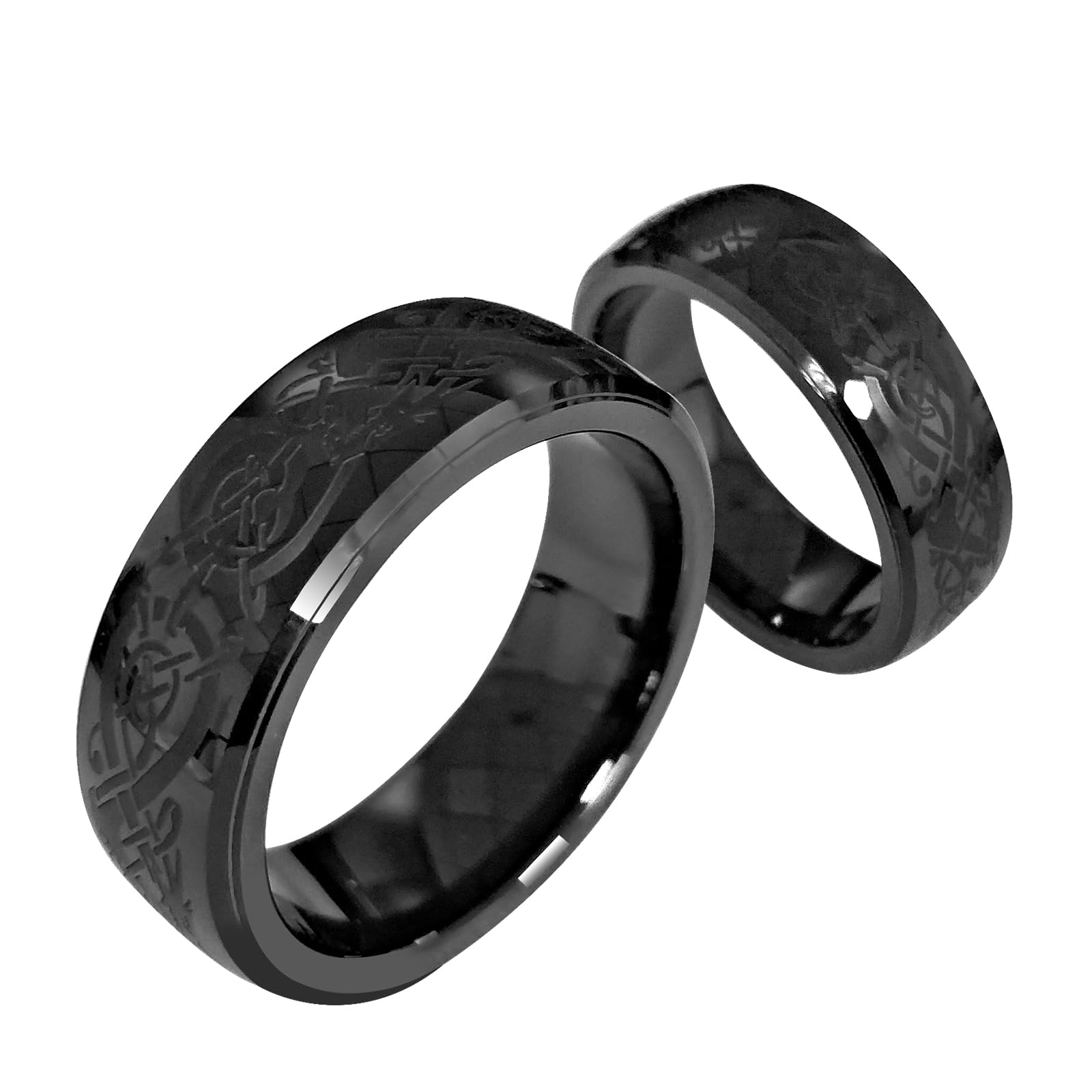 125kHz T5577 RFID Rewritable Ceramic Ring with Dragon Design - Clone EM4100 Cards for Cabinet Locks (Black, US Size 8) - Perfect for Access Control, Security Systems & Key Replacement