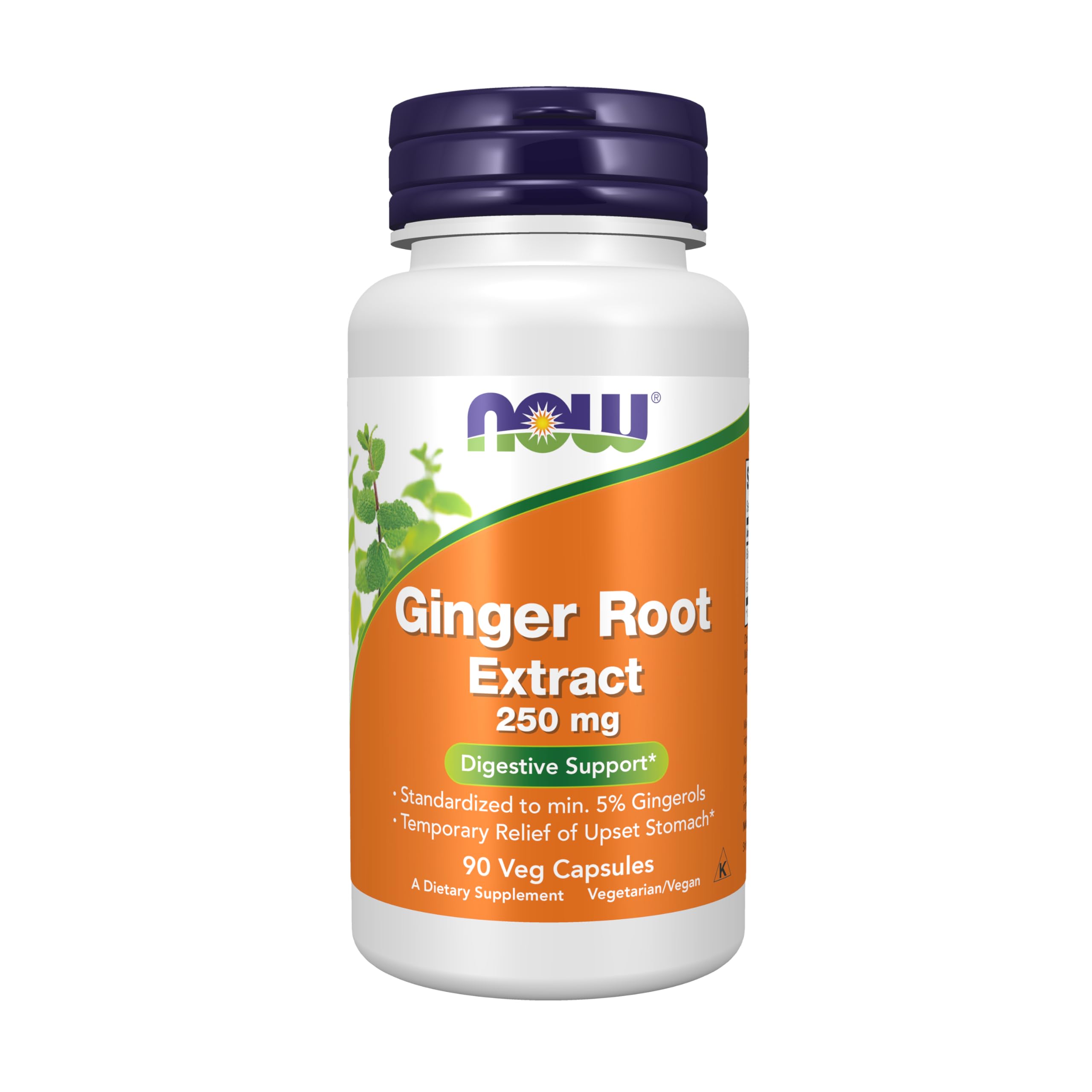 NOW Foods Ginger Root Extract 250mg - 90 Vegan Capsules for Digestive Support & Temporary Upset Stomach Relief* - Supports Healthy Digestion After Meals & Travel