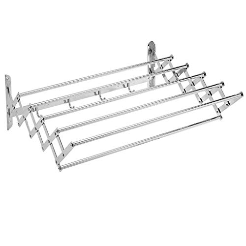 Wall Mounted Retractable Drying Rack - Foldable Clothes Airer with Hooks for Bathroom, Laundry & Small Spaces (60cm) - Perfect for Apartments, Dorms & RVs