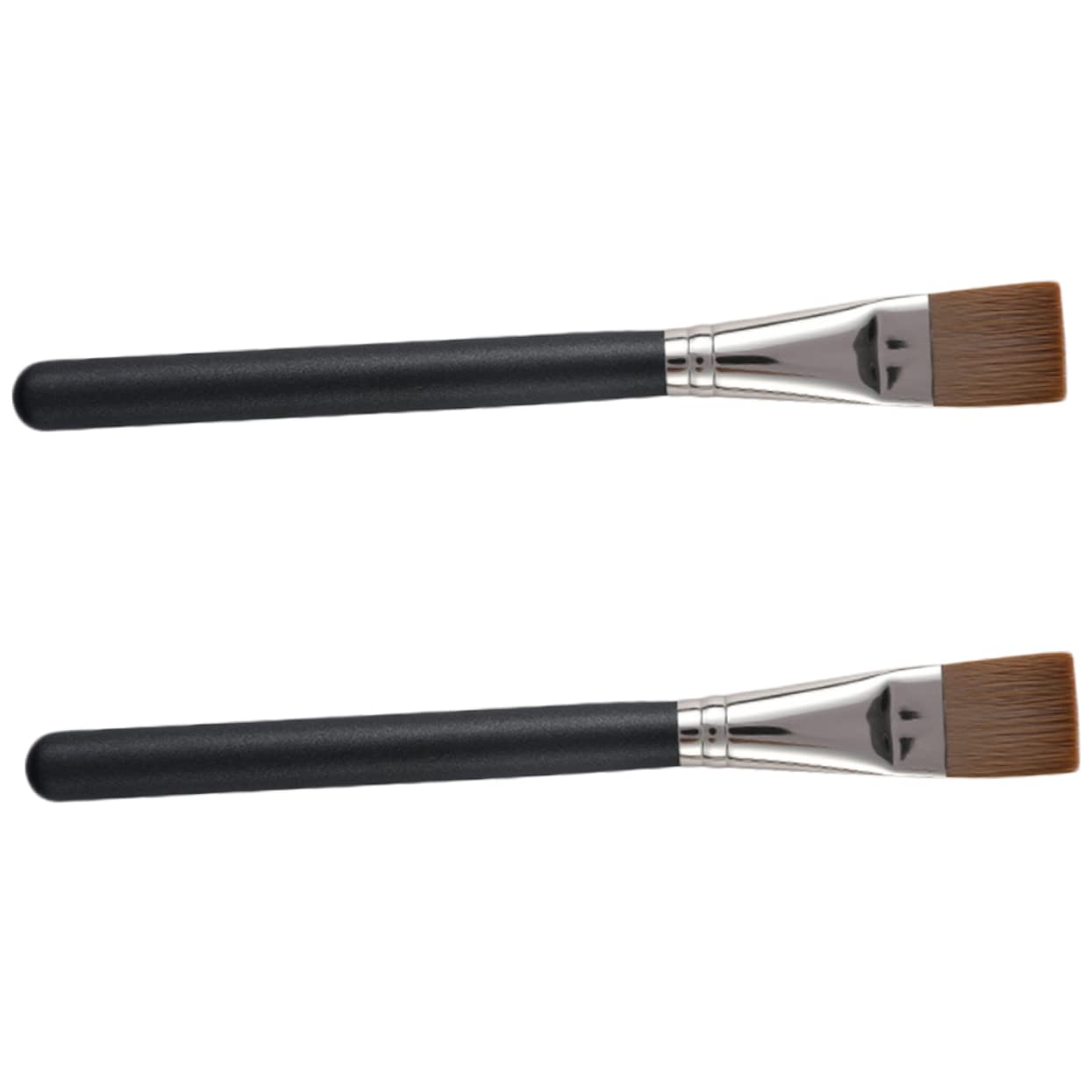 Minkissy 2-Piece Makeup Brush Set - Flat Head Foundation Brush & Mask Brush with Soft Artificial Fiber Bristles for Flawless Makeup Application - Perfect for Liquid, Cream & Powder Cosmetics