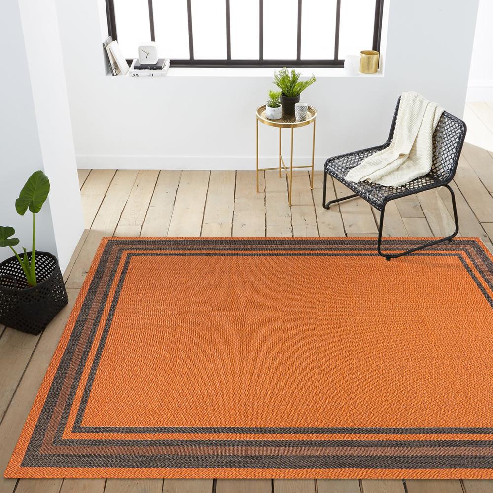 James Modern Border Stripe Indoor/Outdoor Area Rug - Stylish Non-Slip Floor Covering for Living Room, Bedroom, Patio & Deck Decor
