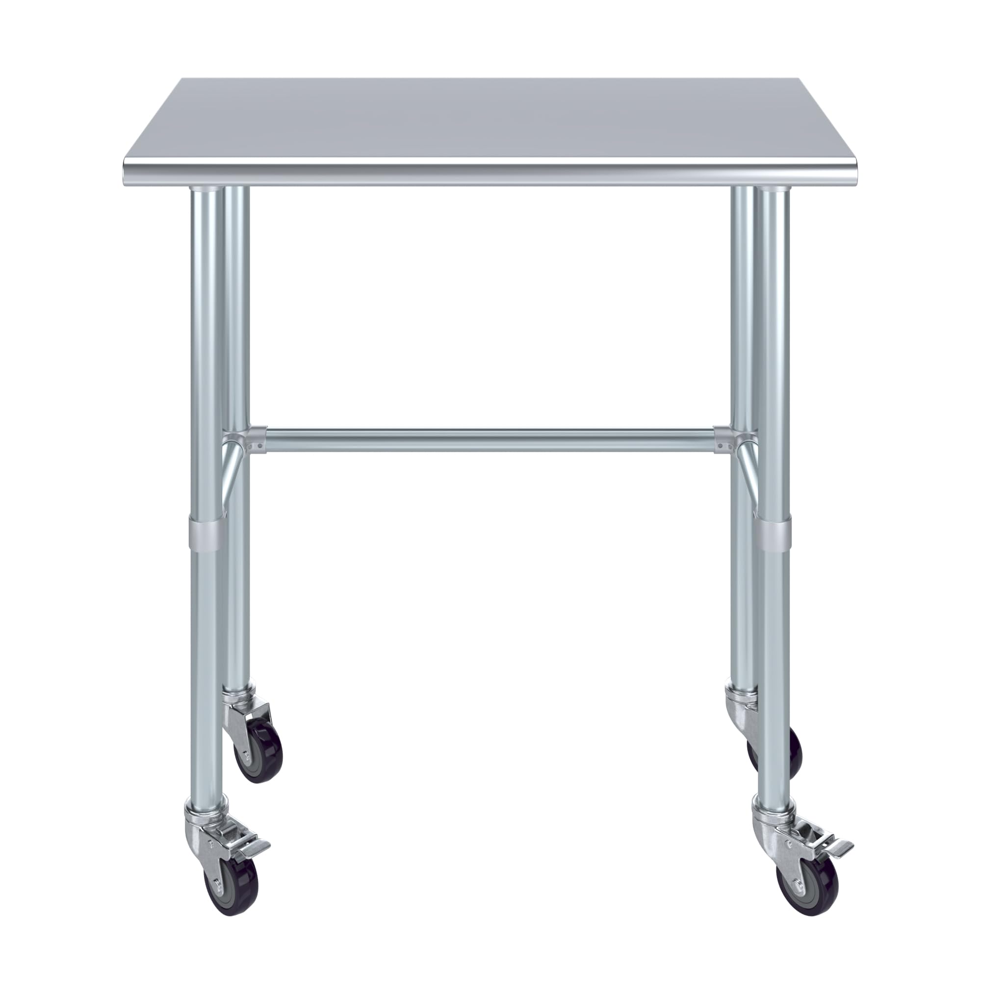 AmGood Stainless Steel Work Table with Open Base & Wheels - 36