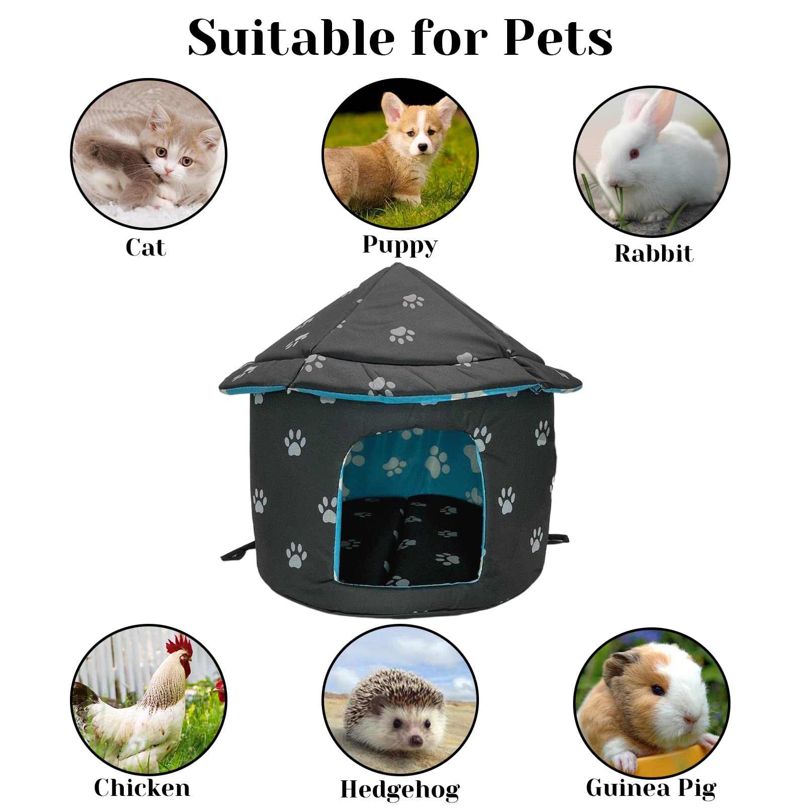 Waterproof Outdoor Cat Shelter - Foldable Warm Pet House for Winter, Camping & Backyard