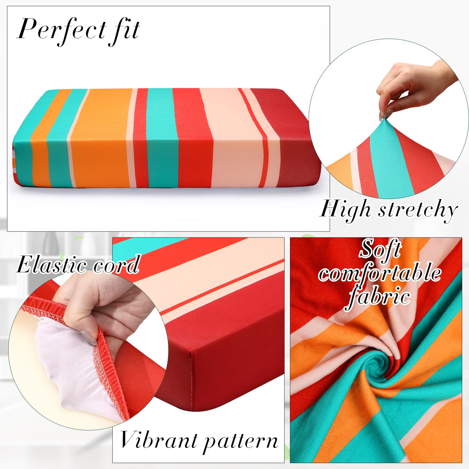 **Newwiee 8-Piece Stretch Sofa Cushion Covers - Waterproof Outdoor Patio Furniture Slipcovers, Soft & Durable Replacement Covers for Sofa, Chair, Loveseat (Trendy Colors) - Perfect for Backyard, Deck, Poolside & Garden**