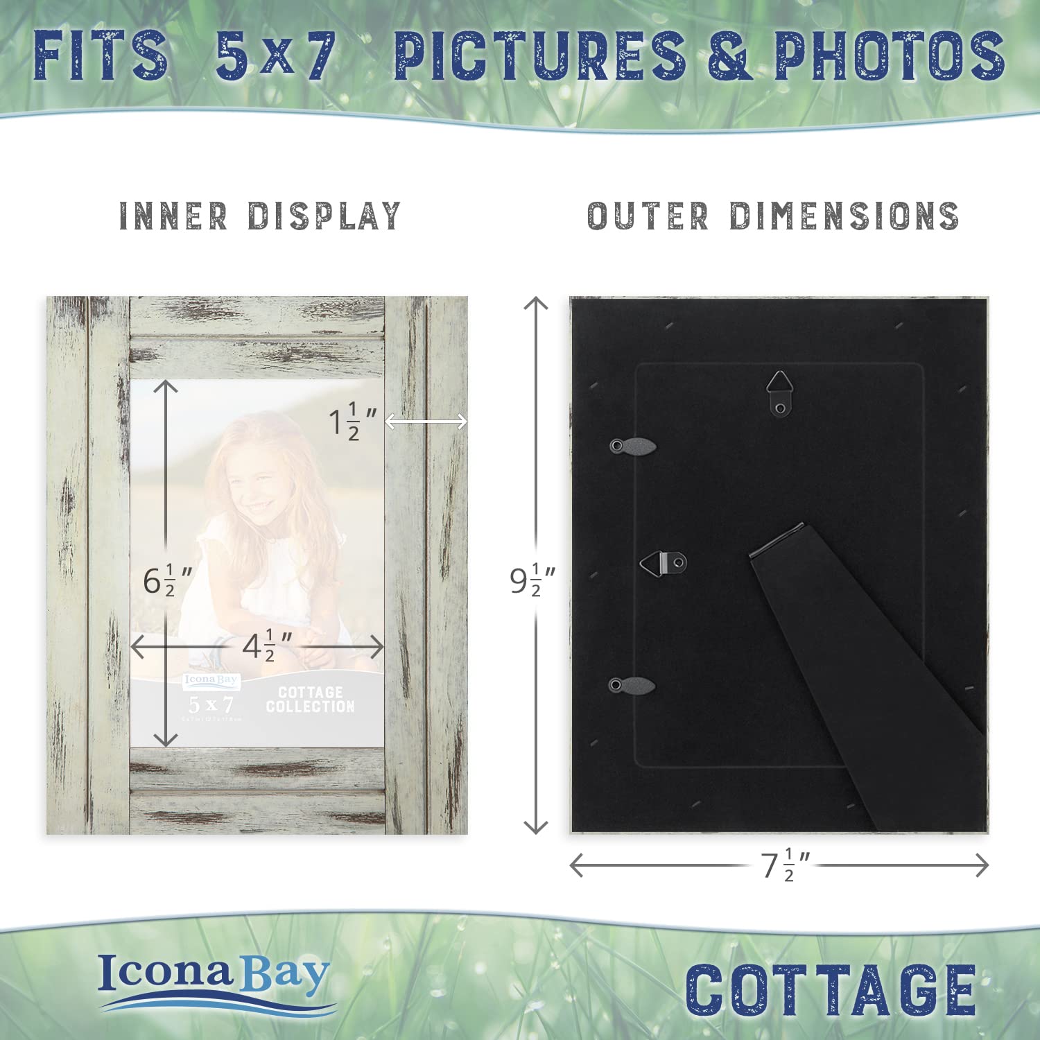 Icona Bay 5x7 (13x18 cm) Picture Frames - 6 Pack Rustic Wood Frames in Creamery White | Natural Real Wood Photo Frames for Wall & Tabletop Display | Perfect for Home Decor, Living Room, Bedroom & Office