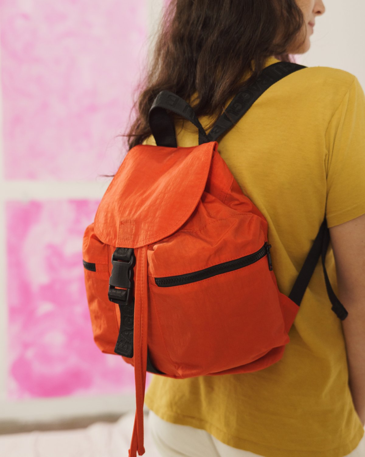 Baggu Small Sport Backpack - Lightweight Durable Hiking Daypack for Women & Men, Perfect for Gym, Travel, and Outdoor Adventures (Tomato Red)
