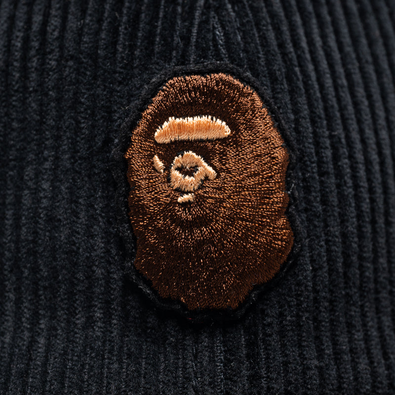 BAPE Ape Head Corduroy Strapback Hat - Black | Streetwear Fashion Accessory for Men & Women | Perfect for Urban Outfits & Casual Wear
