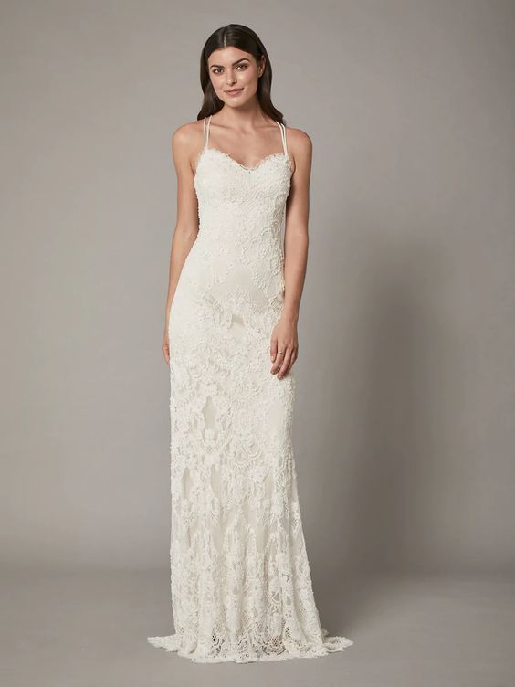 BHLDN Catherine Deane Robyn Gown - Elegant Lace Wedding Dress for Brides, Perfect for Beach & Garden Ceremonies