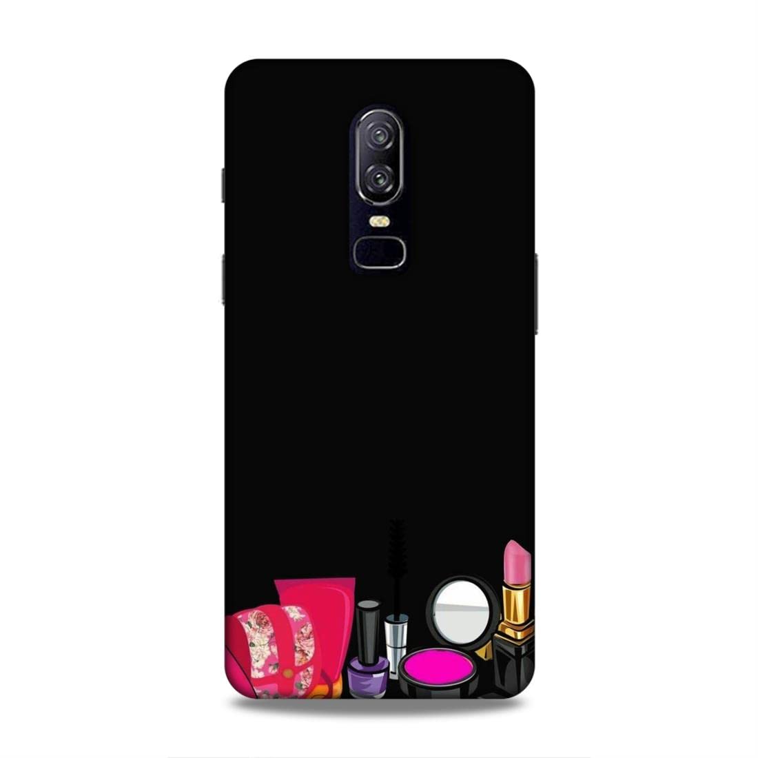 LETAPS® Printed Hard Case Cover for OnePlus 6 - Stylish Mirror & Lipstick Holder | Girly Makeup Kit Design | Perfect for Daily Use, Travel & Selfie Moments (Model 2209)