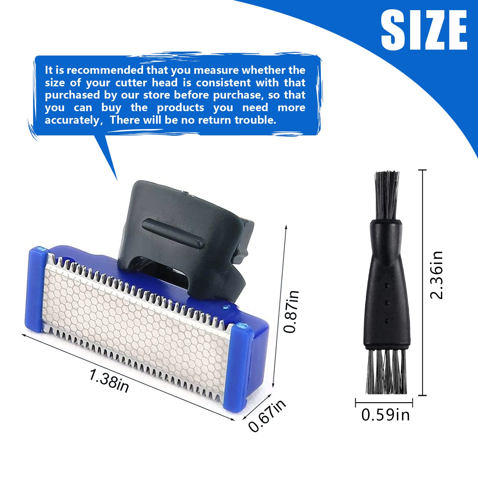 Replacement Shaver Heads for Solo Men's Rechargeable Full Body Hair Trimmer - 4 Blades with 4 Cleaning Brushes (4PCS) - Perfect for Beard, Body & Pubic Hair Grooming at Home or Travel