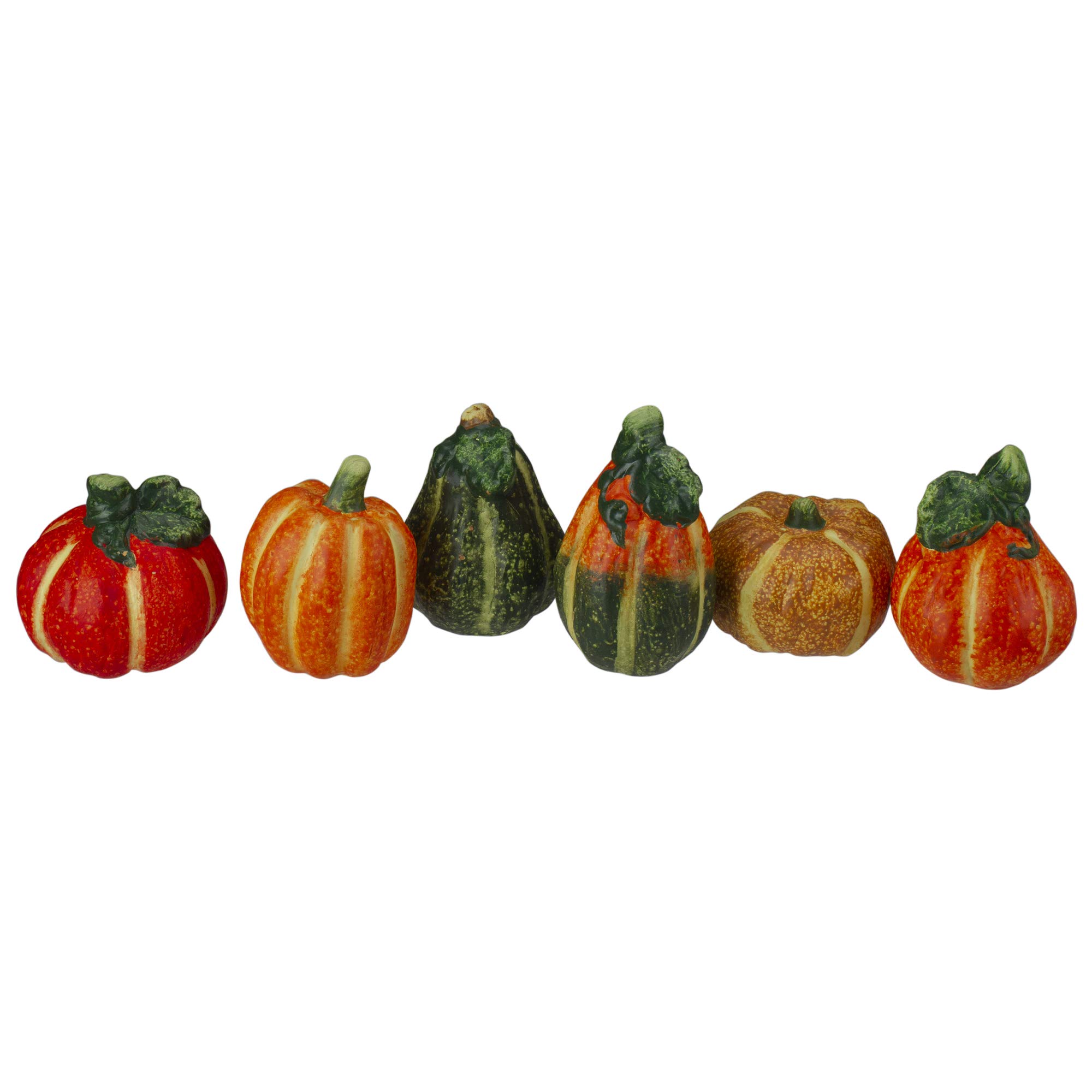 Northlight 6-Piece Fall Harvest Ceramic Pumpkin Decor Set - Autumn Thanksgiving Table Centerpiece, Home Porch & Mantel Decorations