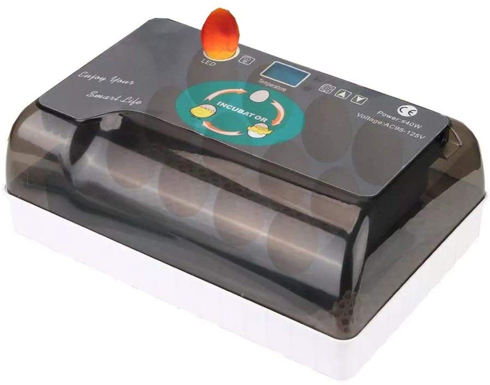 AJLDN 12 Egg Incubator - Fully Automatic Poultry Hatcher Machine with LED Candler, Auto Egg Turner & Temperature Control - Perfect for Hatching Chicken, Duck, Quail & Bird Eggs - Ideal for Home Farms, Classroom Projects & Backyard Poultry Breeding