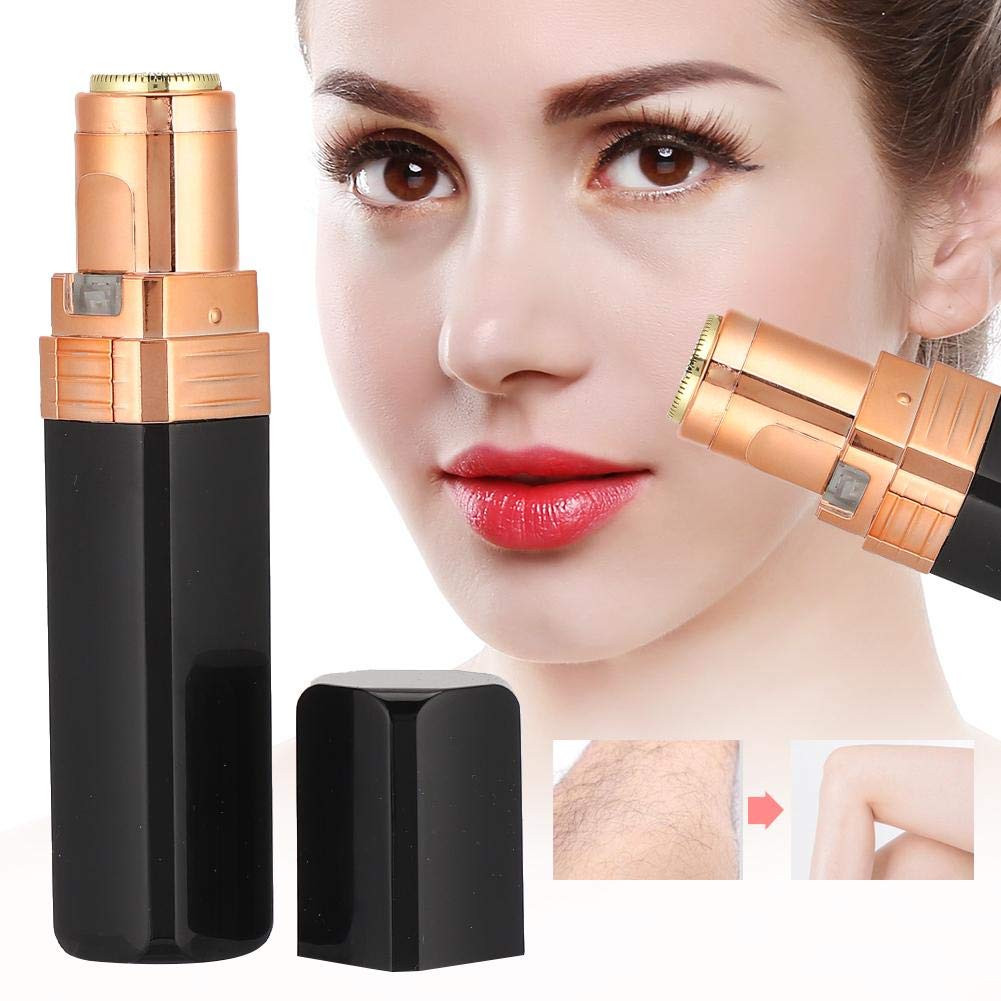 Compact Lipstick-Shaped Electric Hair Removal Device for Women - Painless Facial & Body Hair Remover for Smooth Skin at Home (Black) | Perfect for Travel, Gym & Daily Beauty Routine