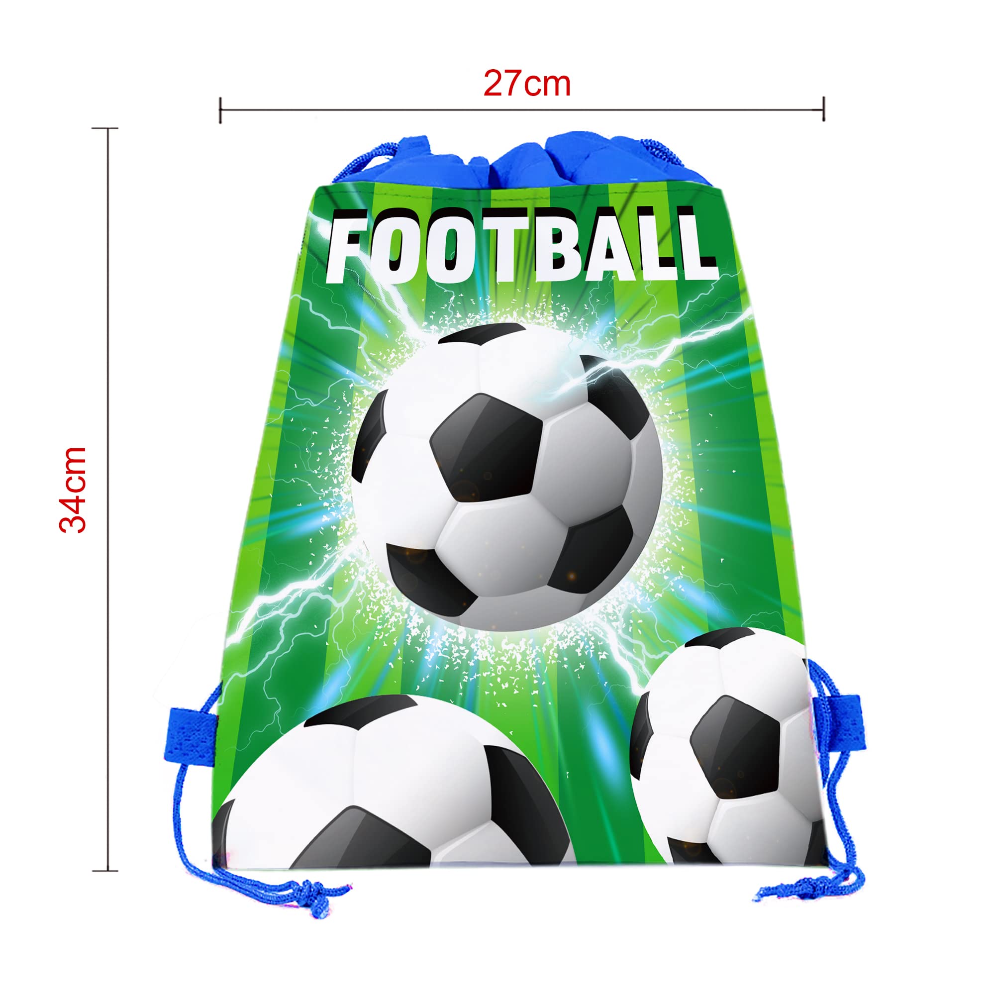 CC HOME 12 Pack Soccer Drawstring Party Bags - Football Themed Gift & Candy Treat Bags for Kids Birthday Parties (10.6x13.4 Inch) - Perfect for Soccer Baby Showers, Team Celebrations & Sports Themed Events