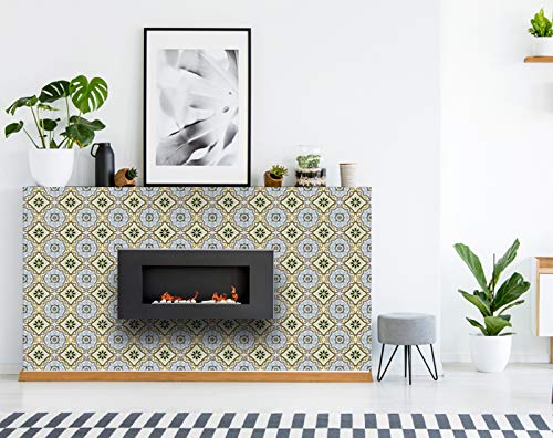Mi Alma 24-Piece Talavera Tile Stickers - 8x8 Inch Peel and Stick Wall Decals for Easy Application | Perfect for Bathroom, Kitchen & Home Decor | Spanish-Inspired Ceramic Wall Stencils