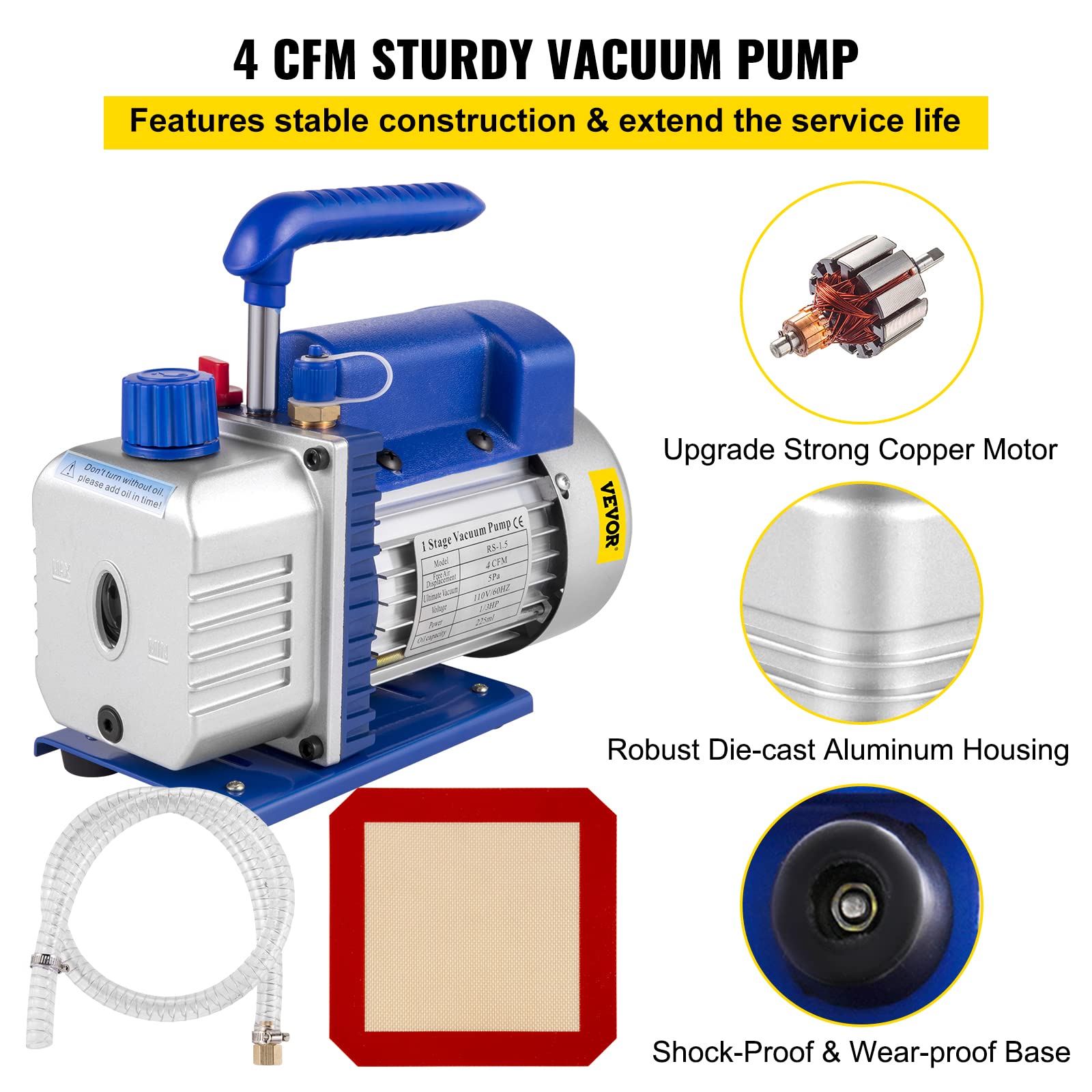 Bestauto 2 Gallon Vacuum Chamber Kit with 4CFM 1/3HP Single Stage Vacuum Pump for Silicone & Epoxy Degassing - Perfect for Resin Casting, Mold Making, and DIY Projects