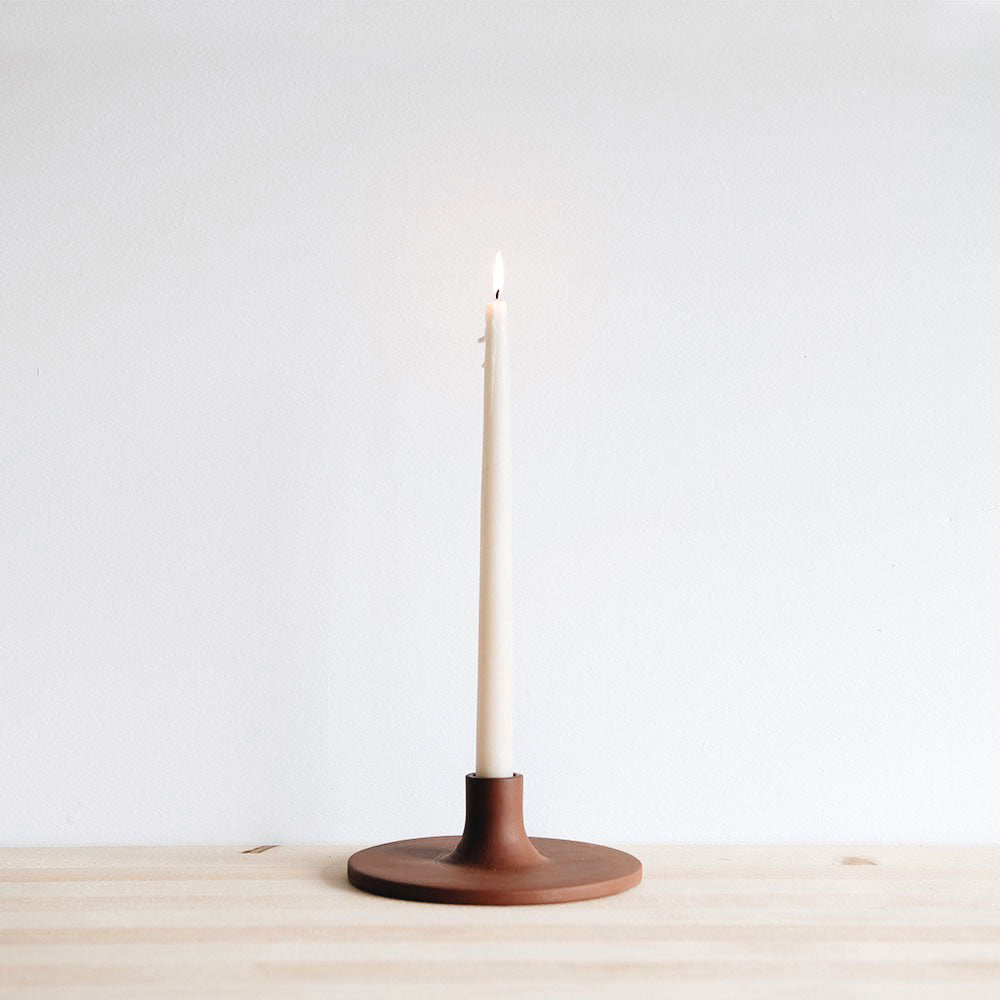 Premium Ceramic Taper Candlestick Holder - Wide Base Earth Tone for Home Decor, Wedding Centerpieces & Romantic Dinner Ambiance