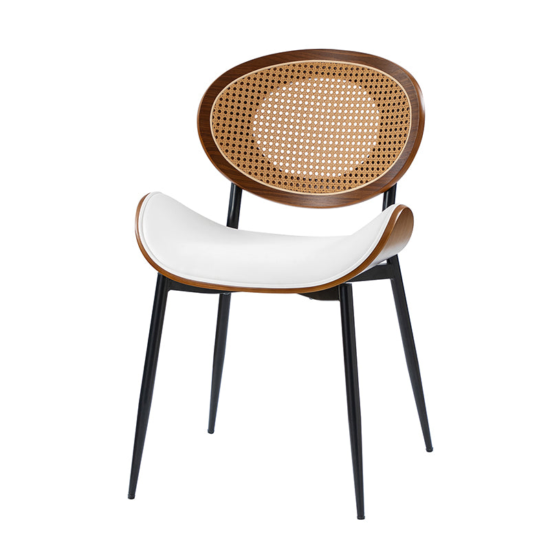 Flora Curved Wood Backrest Faux Leather Upholstered Dining Chair Cushion - Ergonomic Support for Kitchen, Restaurant & Office - Comfortable Seat Pad with Wooden Frame (Multiple Styles Available)
