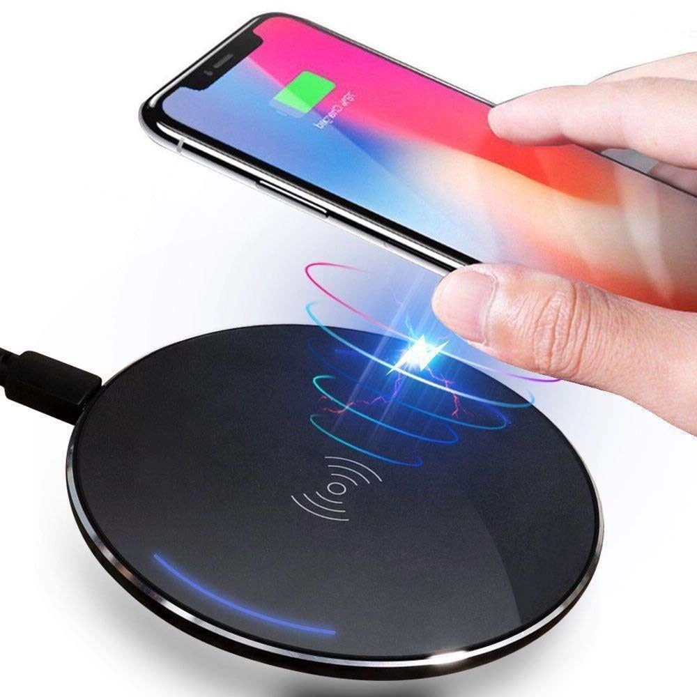 Kurami Qi Certified 5W Fast Wireless Charging Pad - Compatible with iPhone 11/11 Pro/11 Pro Max/XS Max/XR/X/8/8 Plus, AirPods Pro/2, Galaxy S10/S9/S8, Note 10/9/8 - Perfect for Bedside, Office & Car Charging (AC Adapter Not Included)