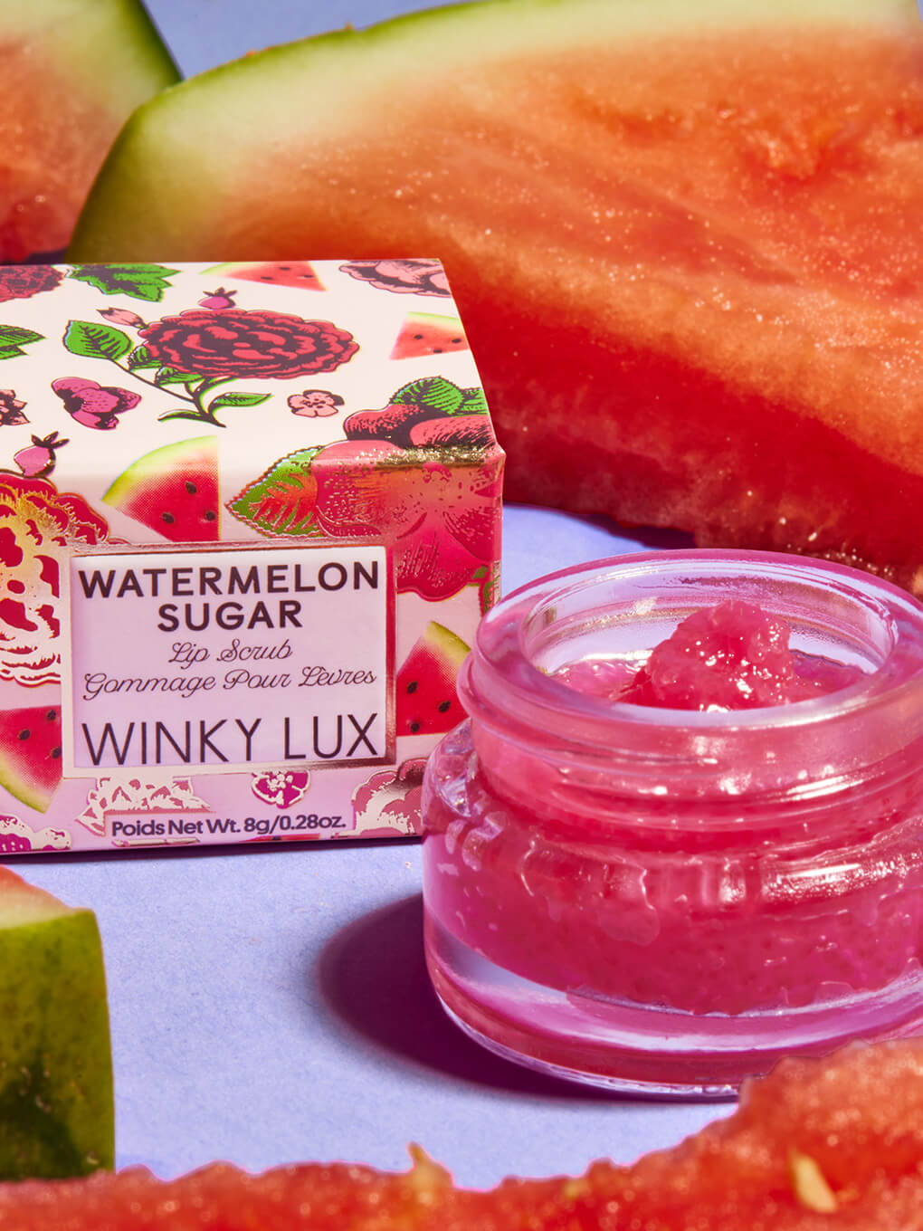 Exfoliating Watermelon Sugar Lip Scrub - Natural Moisturizing & Plumping Lip Care - Perfect for Dry, Chapped Lips & Pre-Makeup Prep