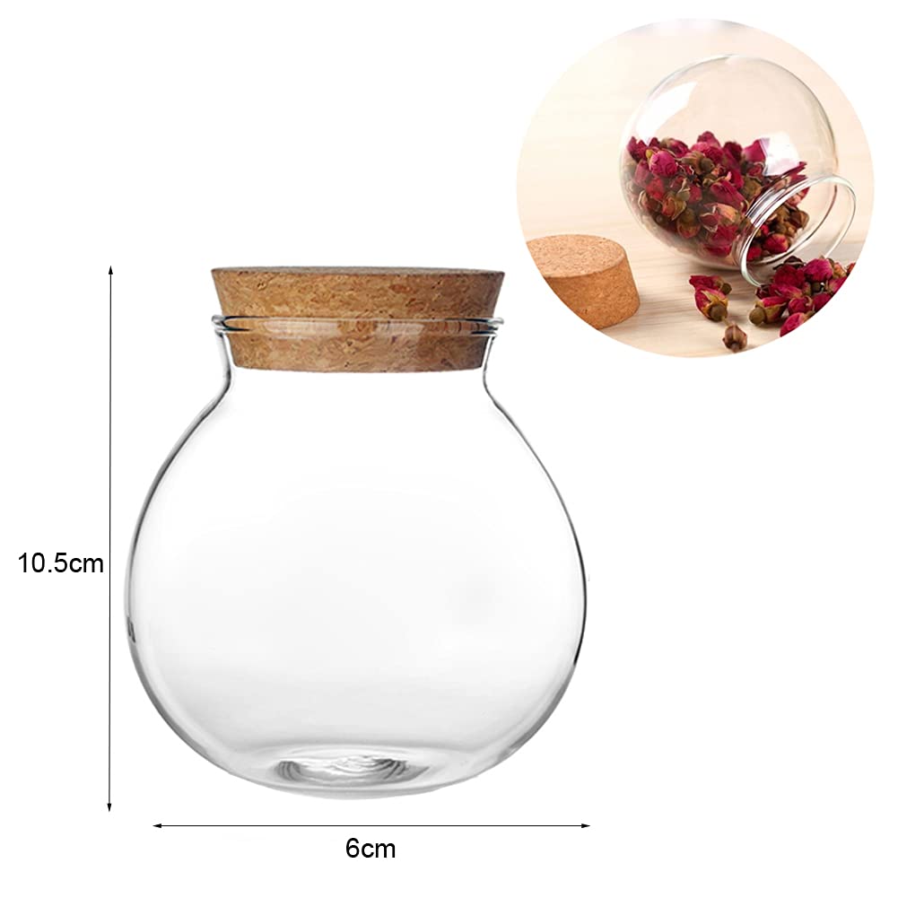 500ml Empty Round Airtight Glass Jars with Cork Lids - Multifunctional Storage Containers for Dry Food, Cookies, Snacks, Tea, Nuts, Coffee Beans, Sugar & Candy | Perfect for Kitchen Pantry Organization, DIY Gift Packaging & Home Decor