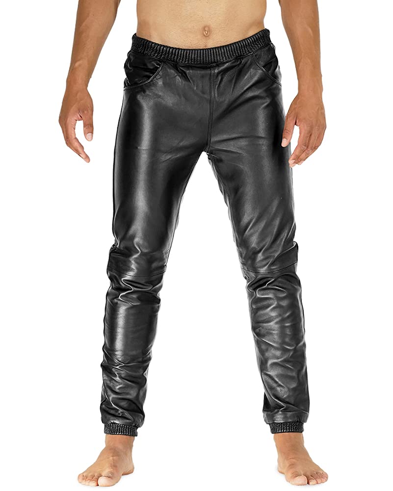 Bockle® Men's Leather Pants - Skinny Slim Fit Jogger Pants for Men | Stylish & Comfortable for Casual Wear, Night Out & Motorcycle Riding