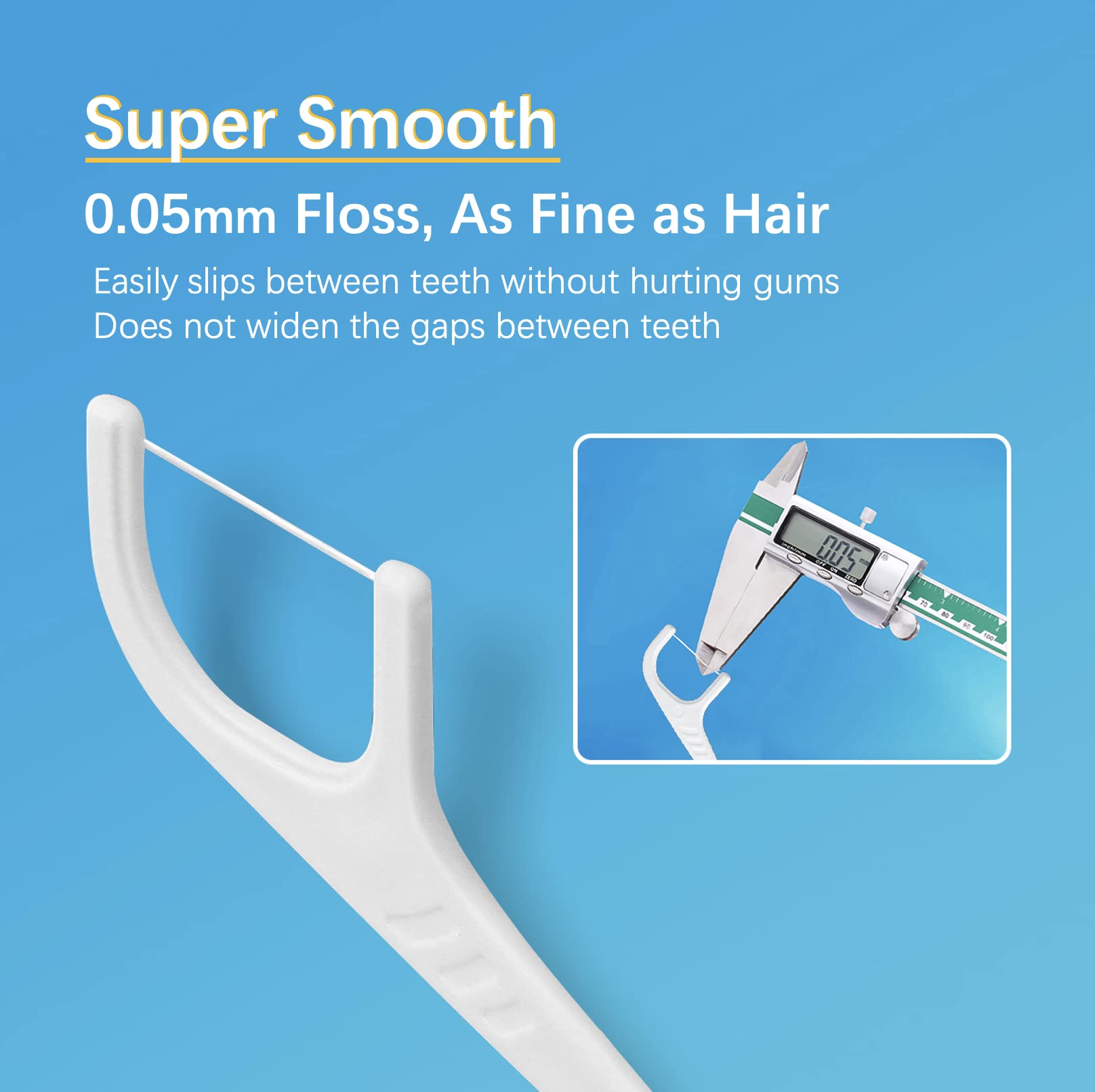 2-in-1 Dental Floss Picks & Interdental Brushes - 0.05mm Ultra-Soft Floss Sticks with Floss Brush Ends - 50 Count Pack for Oral Hygiene, Teeth Cleaning & Travel Dental Care