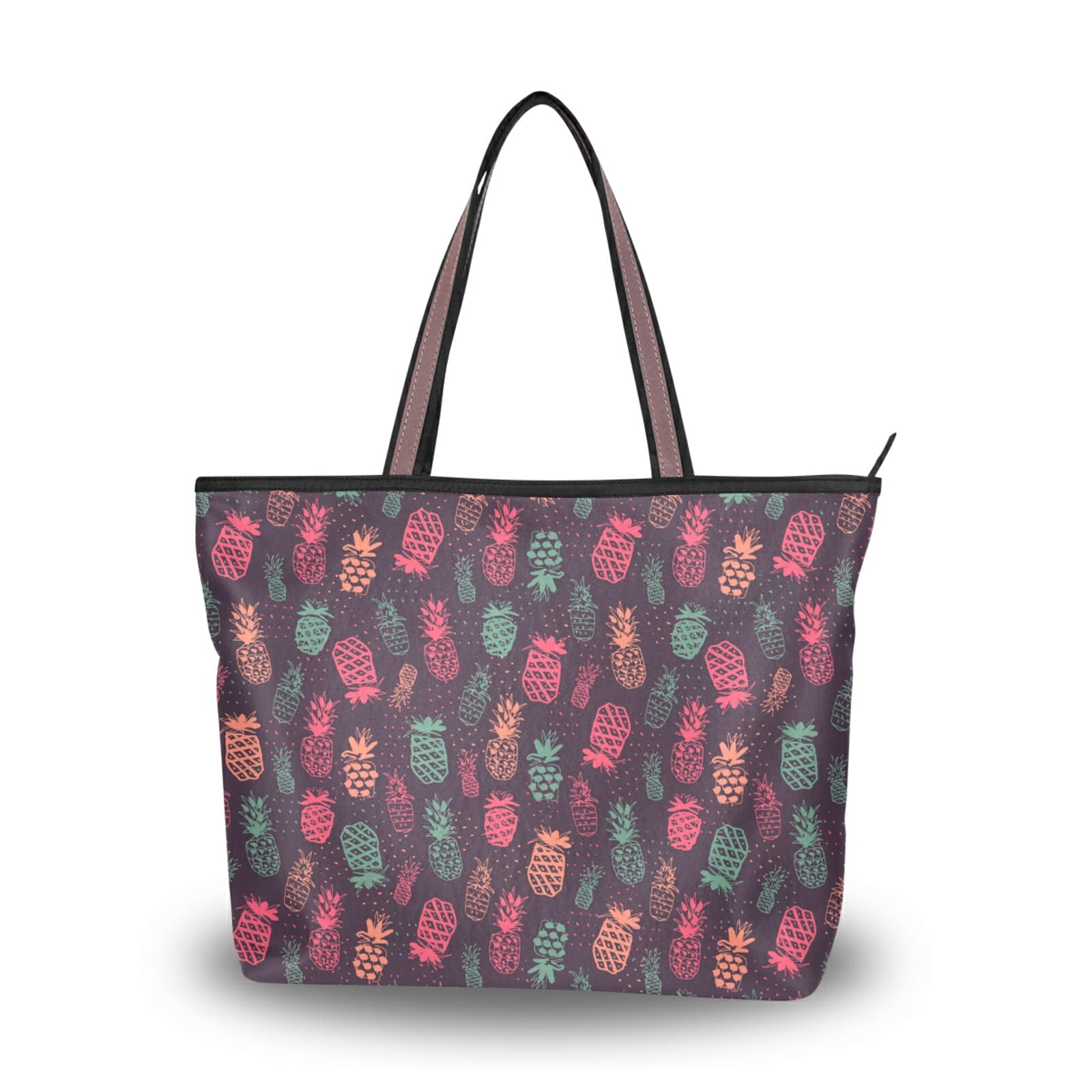 Pineapple Print Tote Bag for Women - Reusable Shoulder Bag, Beach Bag, Travel Handbag - Perfect for Shopping, Beach Trips, and Daily Use