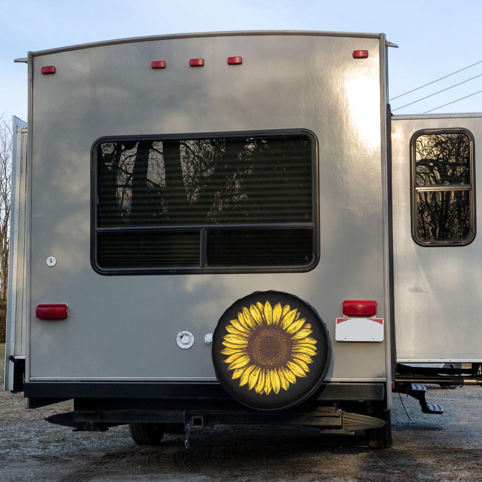 Retro Sunflower Spare Tire Cover - 14 Inch Dust-Proof Wheel Protector for Trailers, RVs, SUVs & More | Perfect for Outdoor Adventures & Road Trips