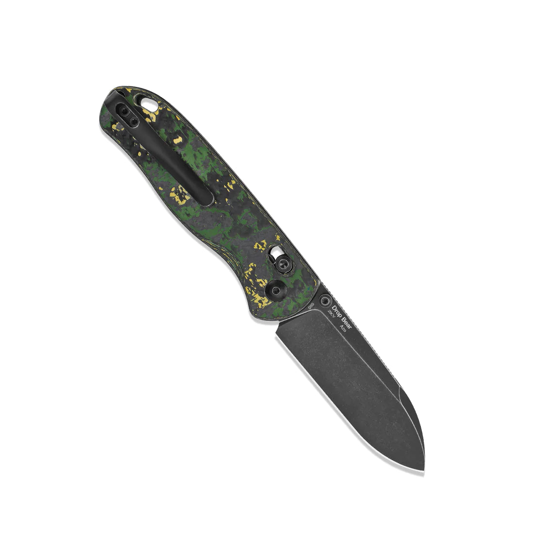 Kizer Ki3619A1 AZO Drop Bear Folding Pocket Knife - CPM 20CV Steel Black Stonewashed Drop Point Blade with Toxic Storm FatCarbon Handles - Perfect for EDC, Camping, Hiking & Outdoor Survival