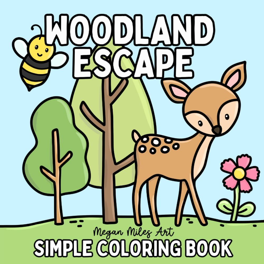 Woodland Escape Coloring Book for Adults & Kids - Bold & Easy Nature Designs with Animals & Forests | Stress Relief, Mindfulness & Family Bonding Activity