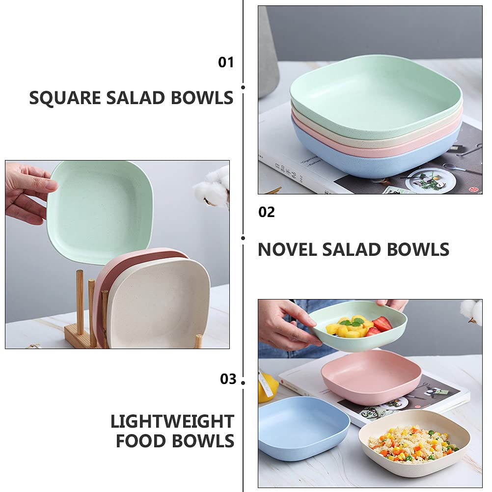 8-Piece Wheat Straw Serving Platter Set - Clear Salad Bowls, Vinegar Dishes & Fruit Plates - Durable Melamine Round Trays for Kitchen, Noodles & Baby Food - Eco-Friendly Wheat Fiber for Home, Party & Outdoor Use