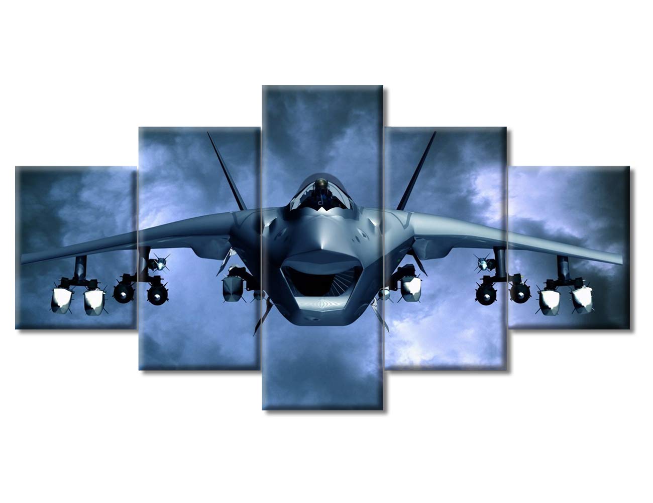 5-Piece Fighter Aircraft Canvas Wall Art Set - Large 60