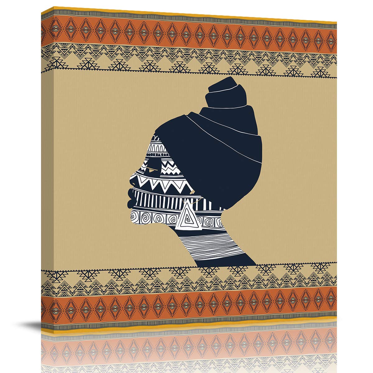 EZON-CH Framed African Women Abstract Canvas Wall Art - 28x28 Inch Square Painting for Bathroom, Living Room & Kitchen Decor | Perfect for Home, Office & Gift Giving