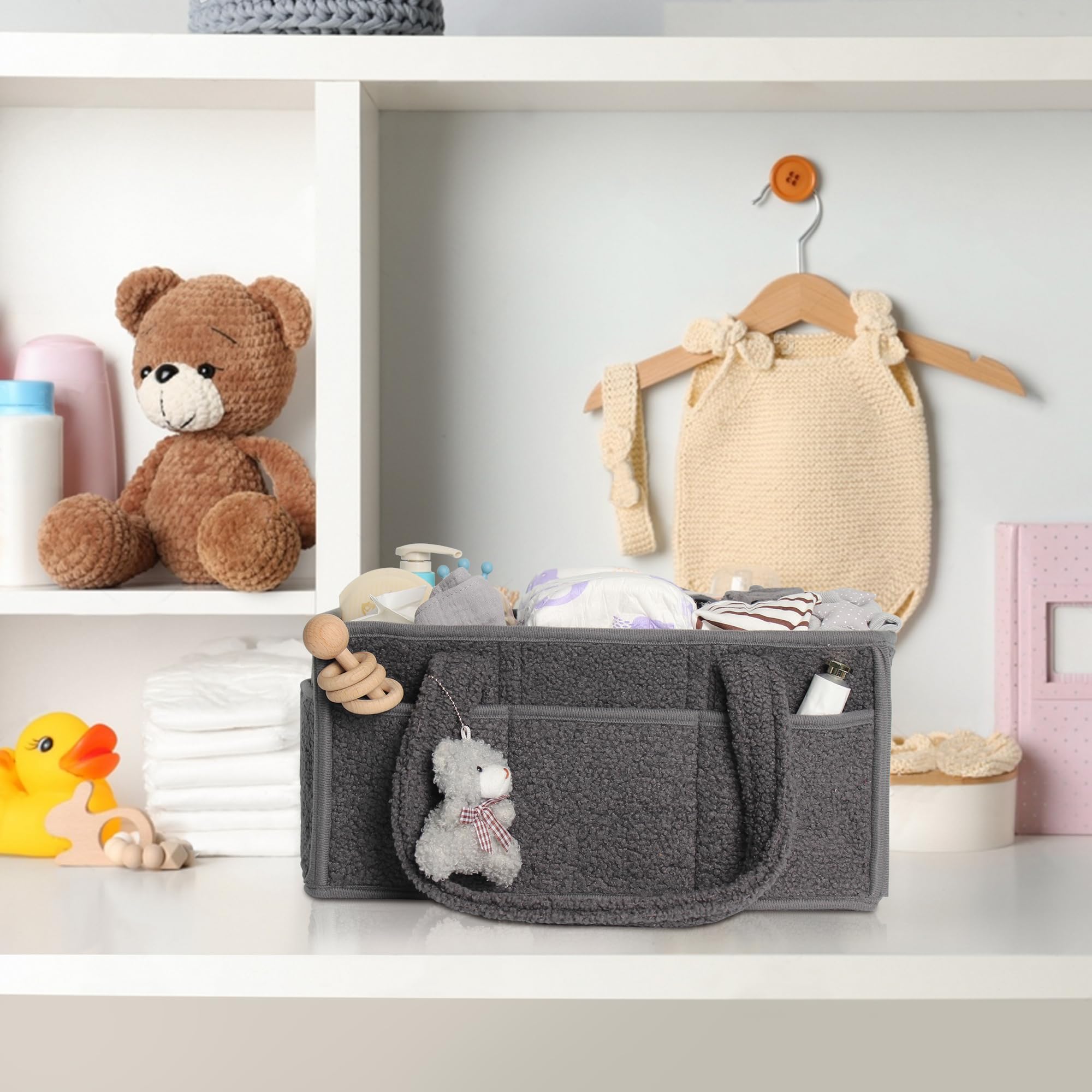 Baby Diaper Caddy Organizer - Portable Storage Basket for Diapers & Wipes | Nursery Changing Table & Car Organizer with Handle | Perfect for Home, Travel & On-the-Go Parents